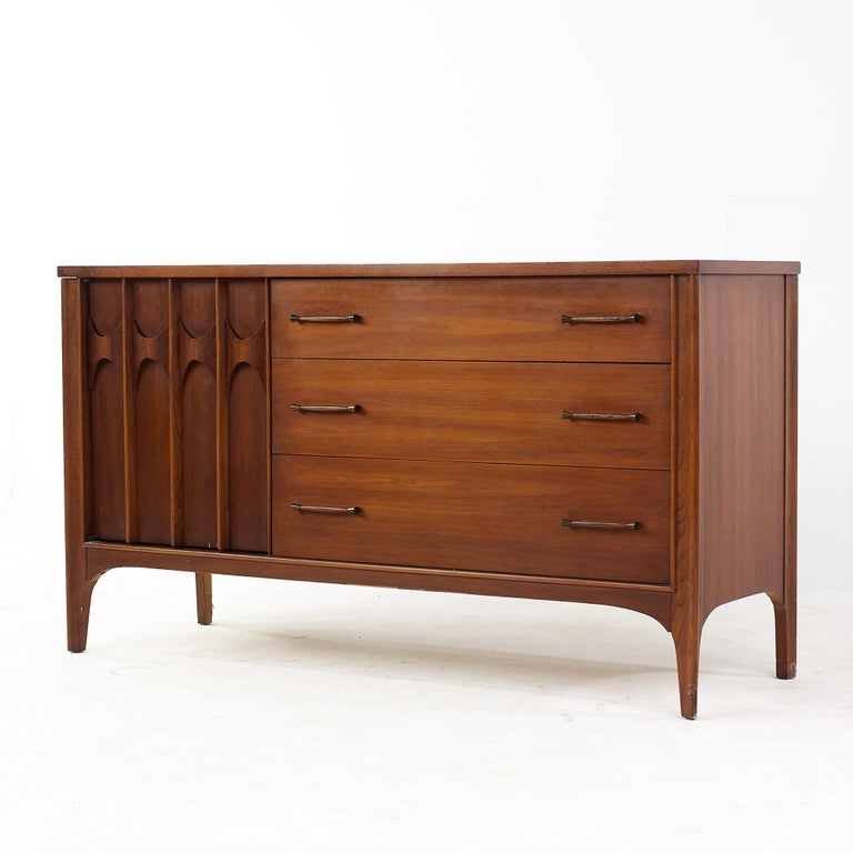 Mid-Century Modern Kent Coffey Perspecta Mid-Century Walnut and Rosewood Credenza For Sale