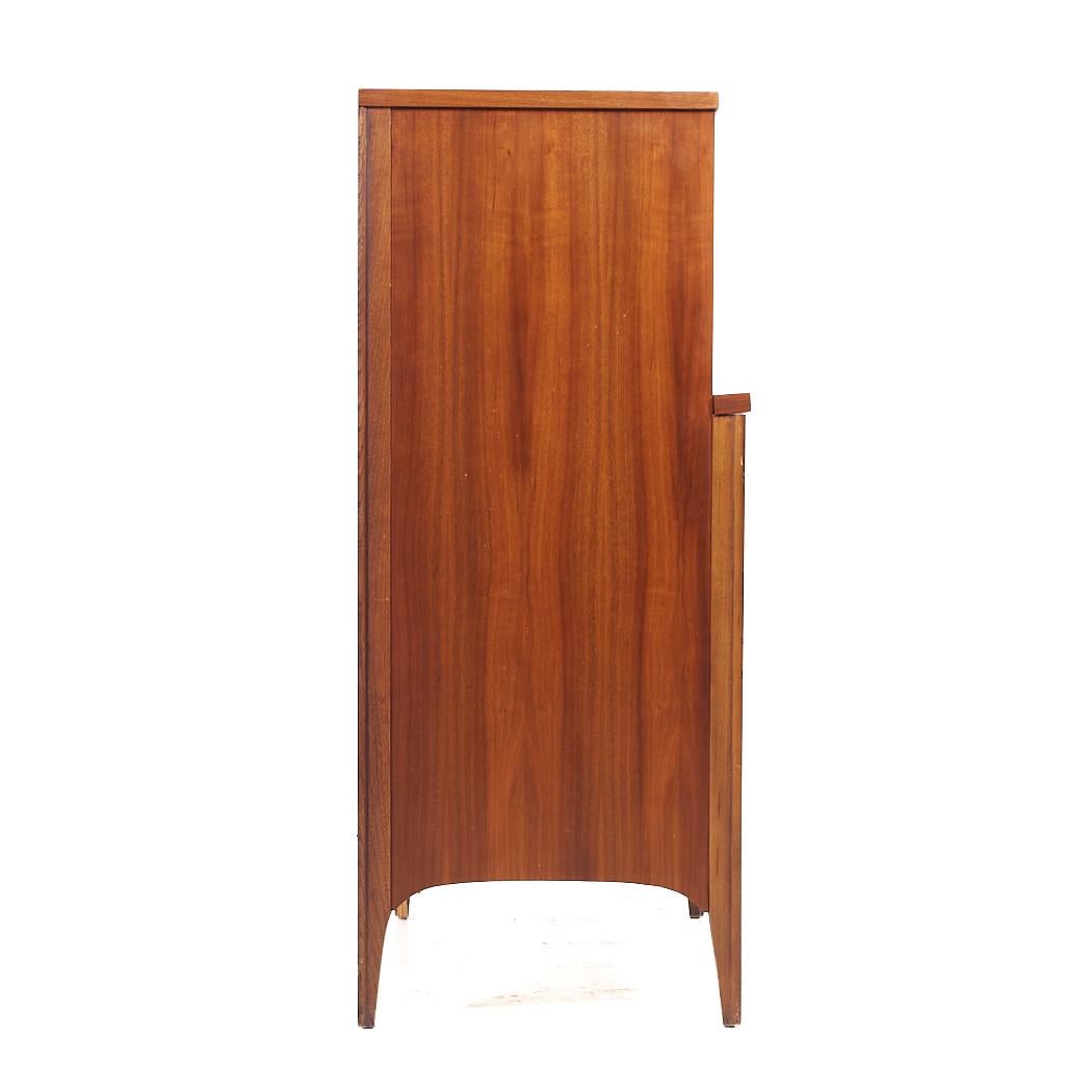 American Kent Coffey Perspecta Mid Century Walnut and Rosewood Highboy Dresser For Sale