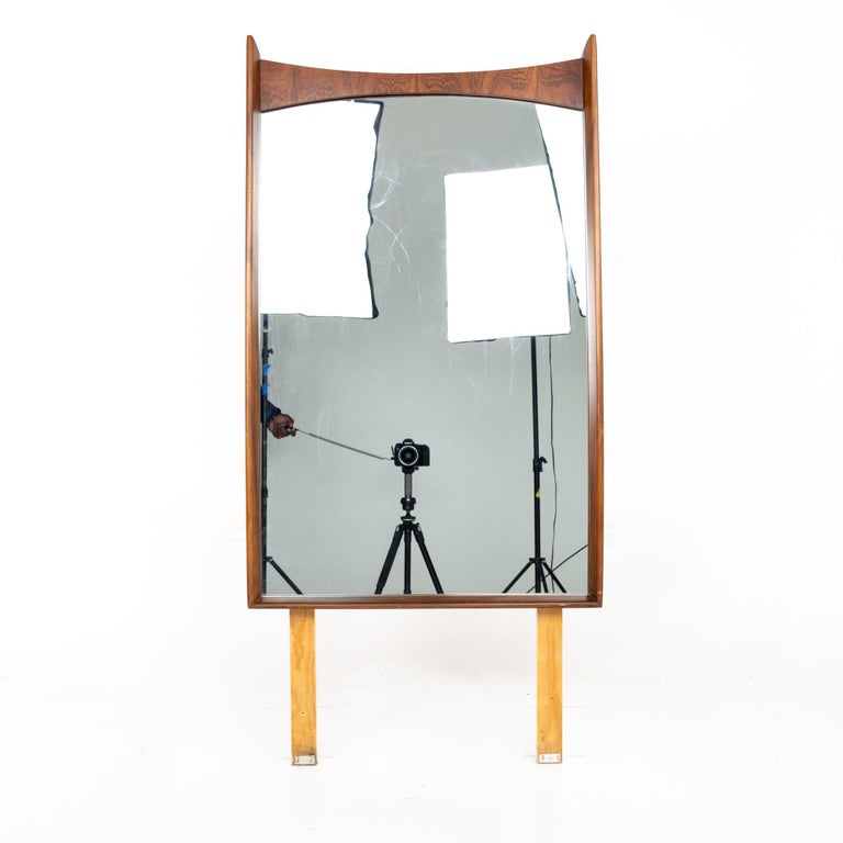 Mid-Century Modern Kent Coffey Perspecta Mid Century Walnut and Rosewood Mirror For Sale