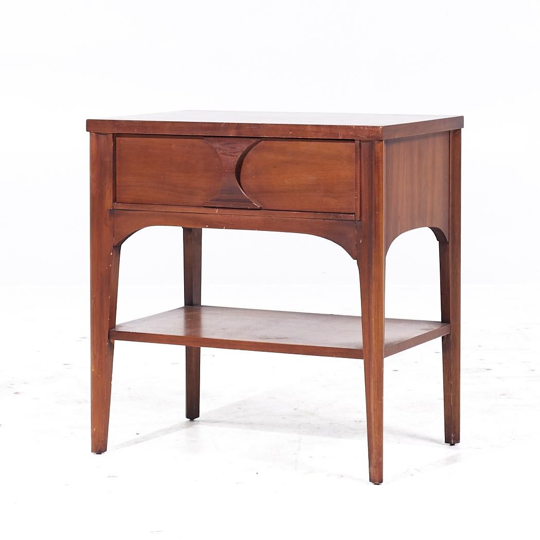 Mid-Century Modern Kent Coffey Perspecta Mid Century Walnut and Rosewood Nightstand For Sale