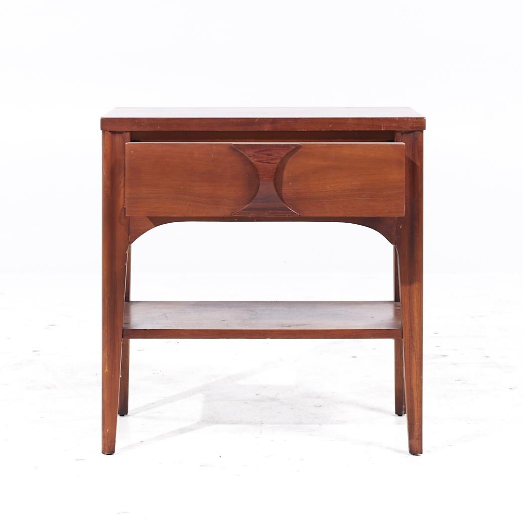 Kent Coffey Perspecta Mid Century Walnut and Rosewood Nightstand For Sale 1