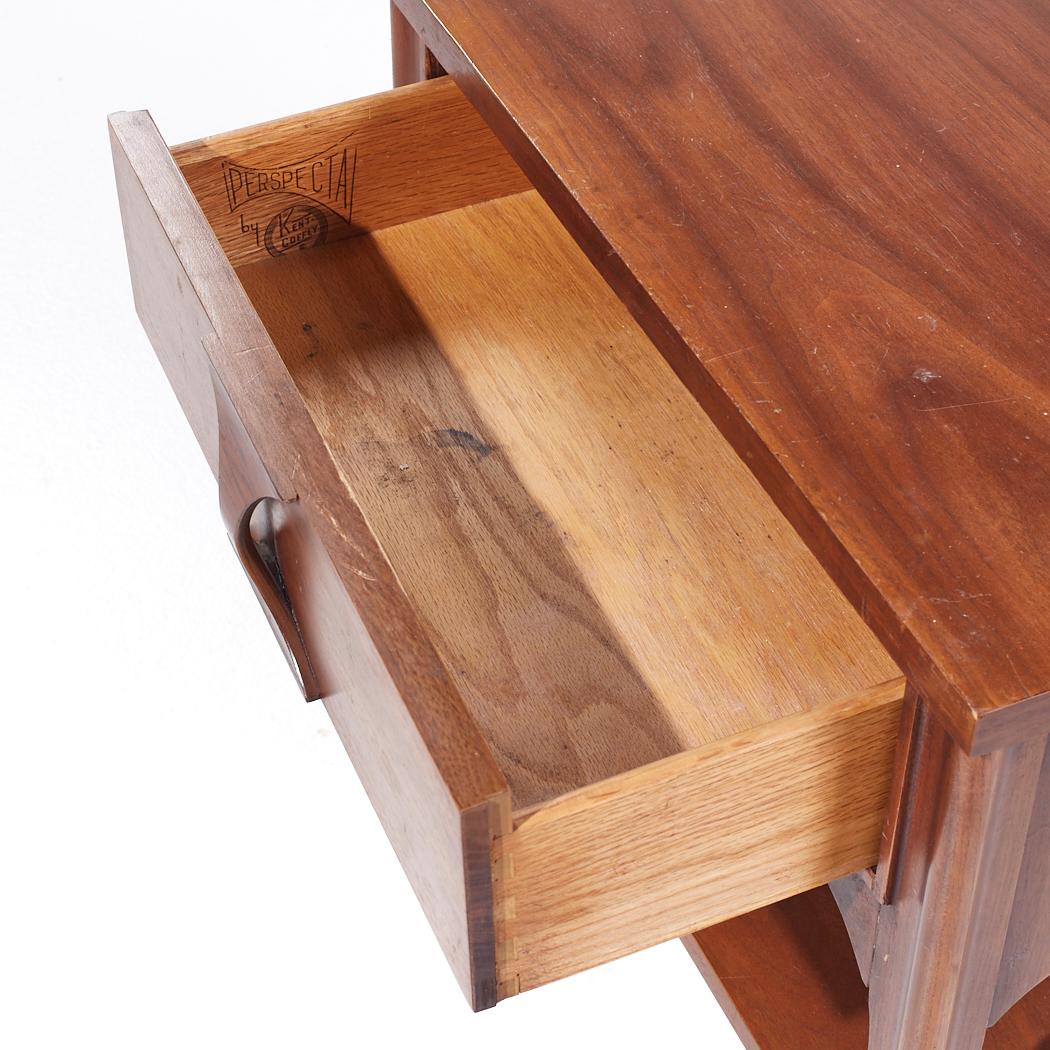 Kent Coffey Perspecta Mid Century Walnut and Rosewood Nightstand For Sale 2