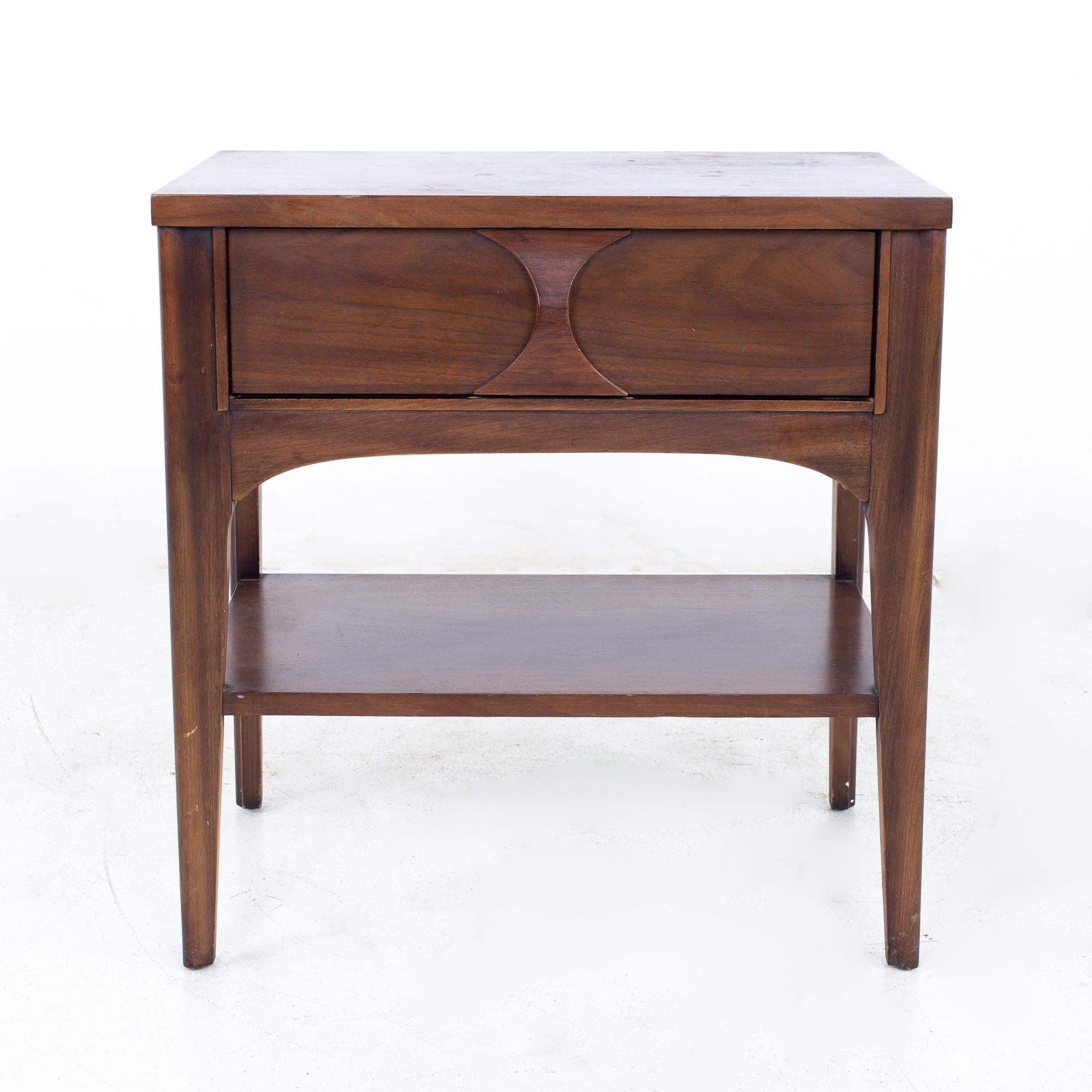American Kent Coffey Perspecta Mid Century Walnut and Rosewood Nightstands, a Pair