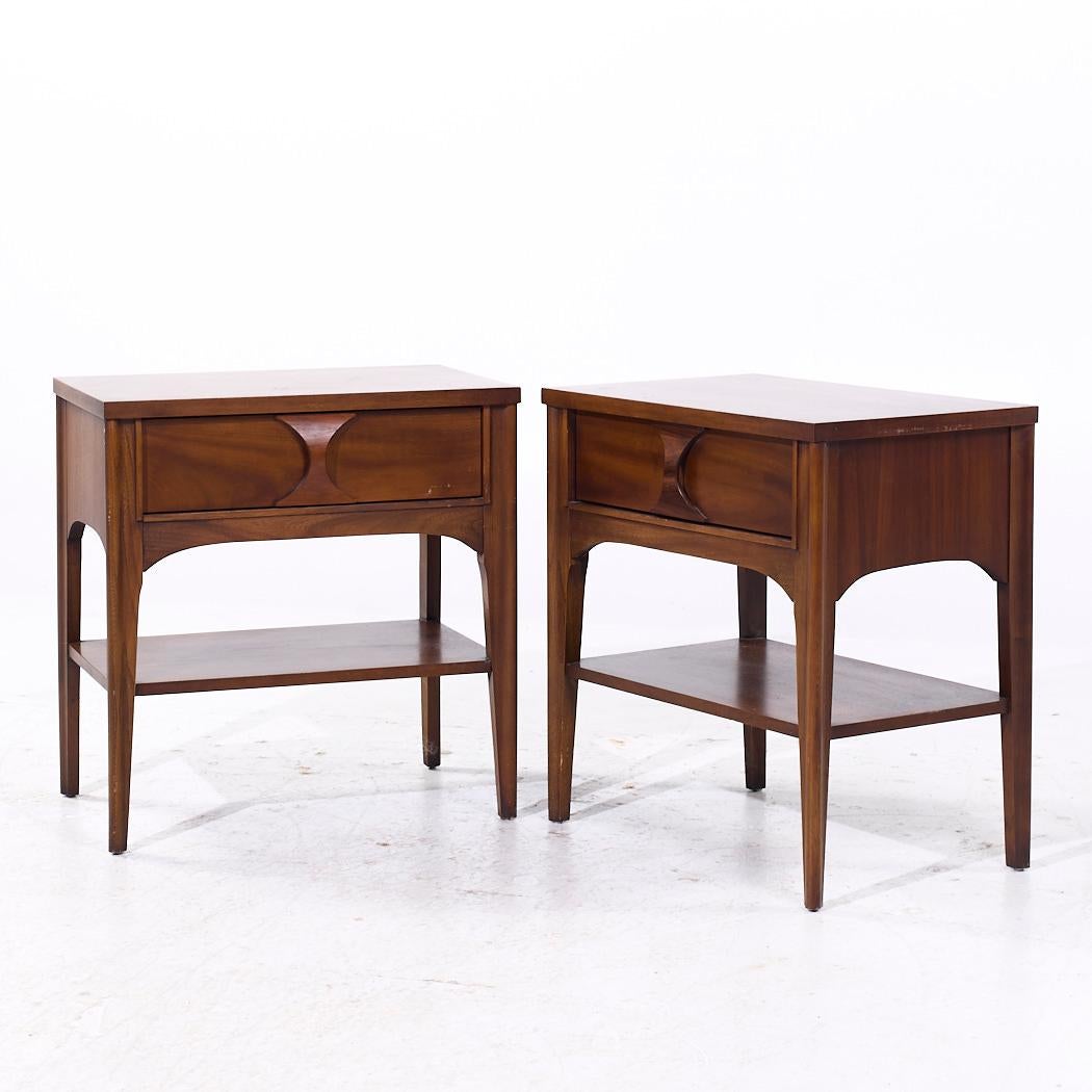 Mid-Century Modern Kent Coffey Perspecta Mid Century Walnut and Rosewood Nightstands - Pair For Sale