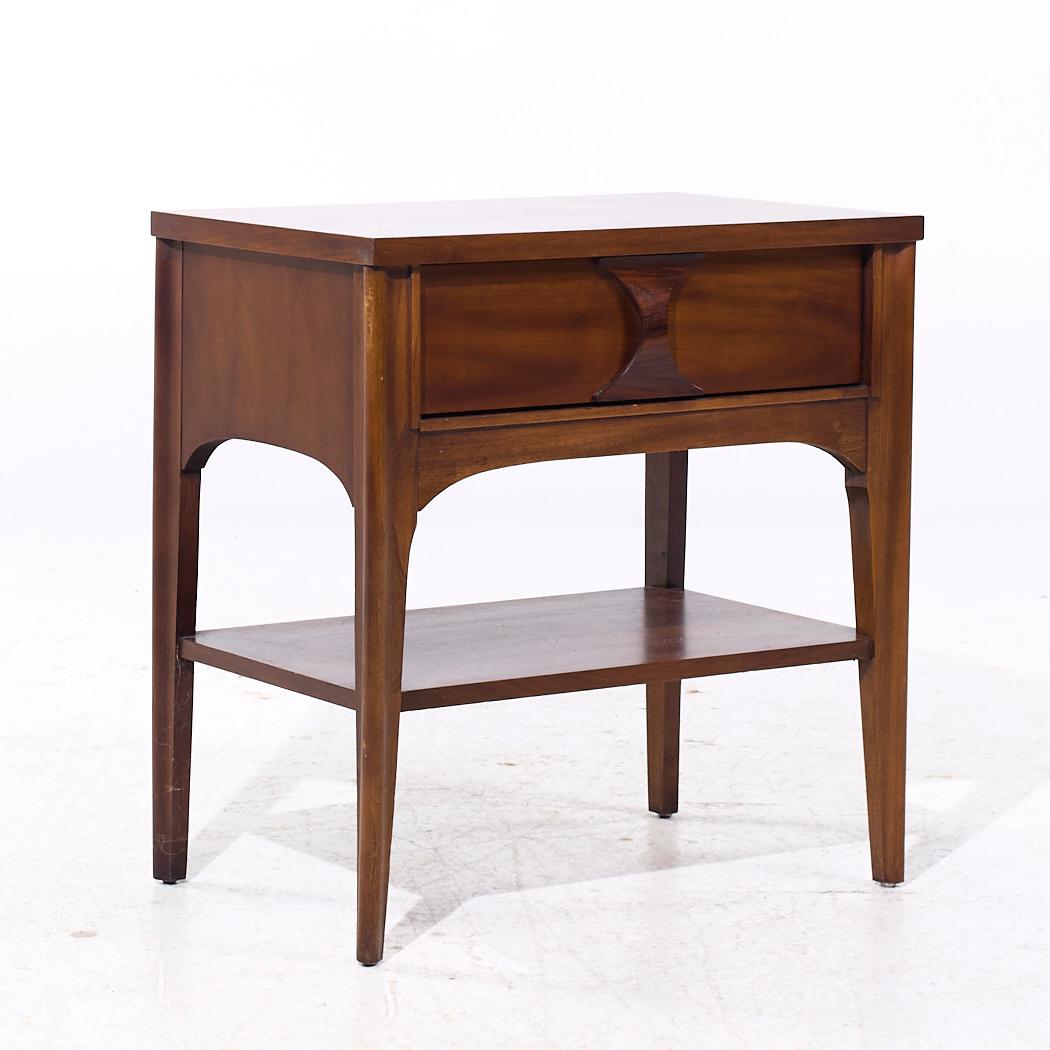 American Kent Coffey Perspecta Mid Century Walnut and Rosewood Nightstands - Pair For Sale