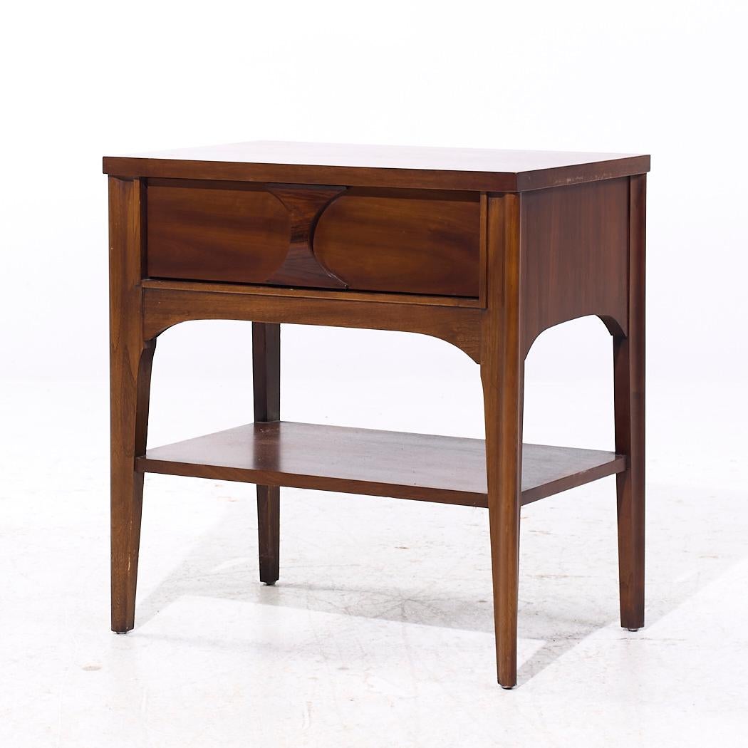 Late 20th Century Kent Coffey Perspecta Mid Century Walnut and Rosewood Nightstands - Pair For Sale