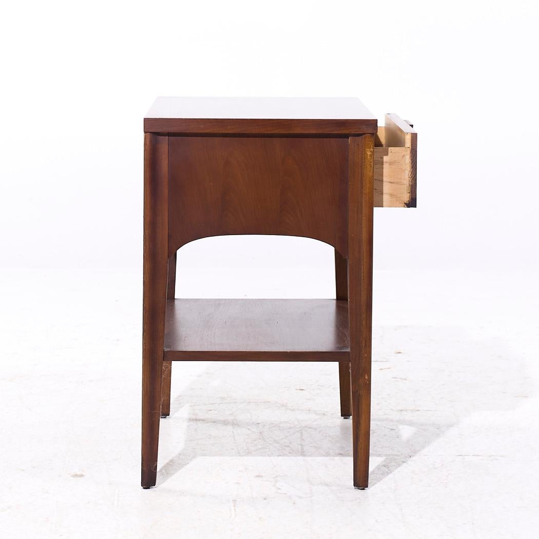 Kent Coffey Perspecta Mid Century Walnut and Rosewood Nightstands - Pair For Sale 1