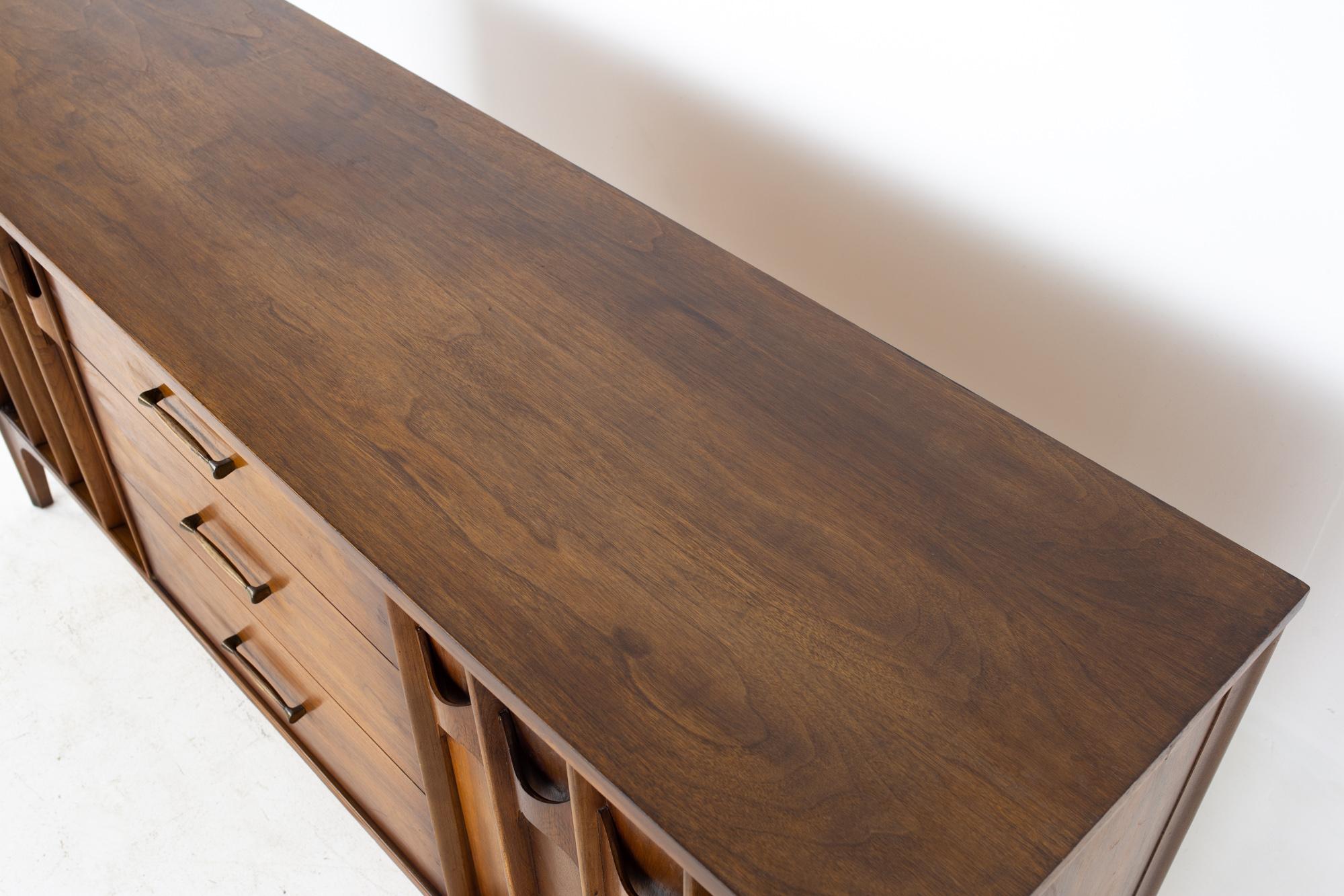 Late 20th Century Kent Coffey Perspecta Mid Century Walnut and Rosewood Sideboard Buffet Credenza