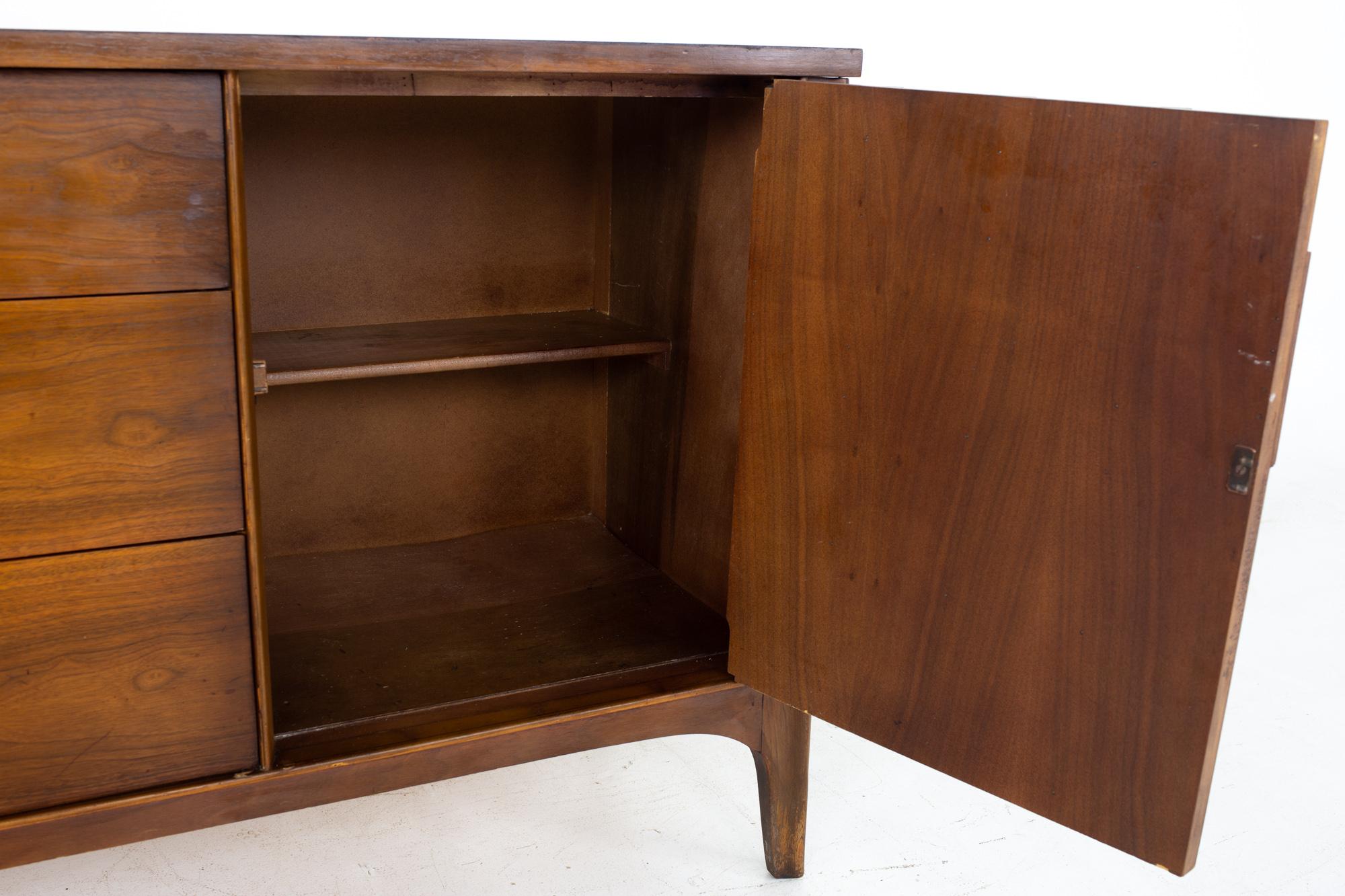 Late 20th Century Kent Coffey Perspecta Mid Century Walnut and Rosewood Sideboard Buffet Credenza