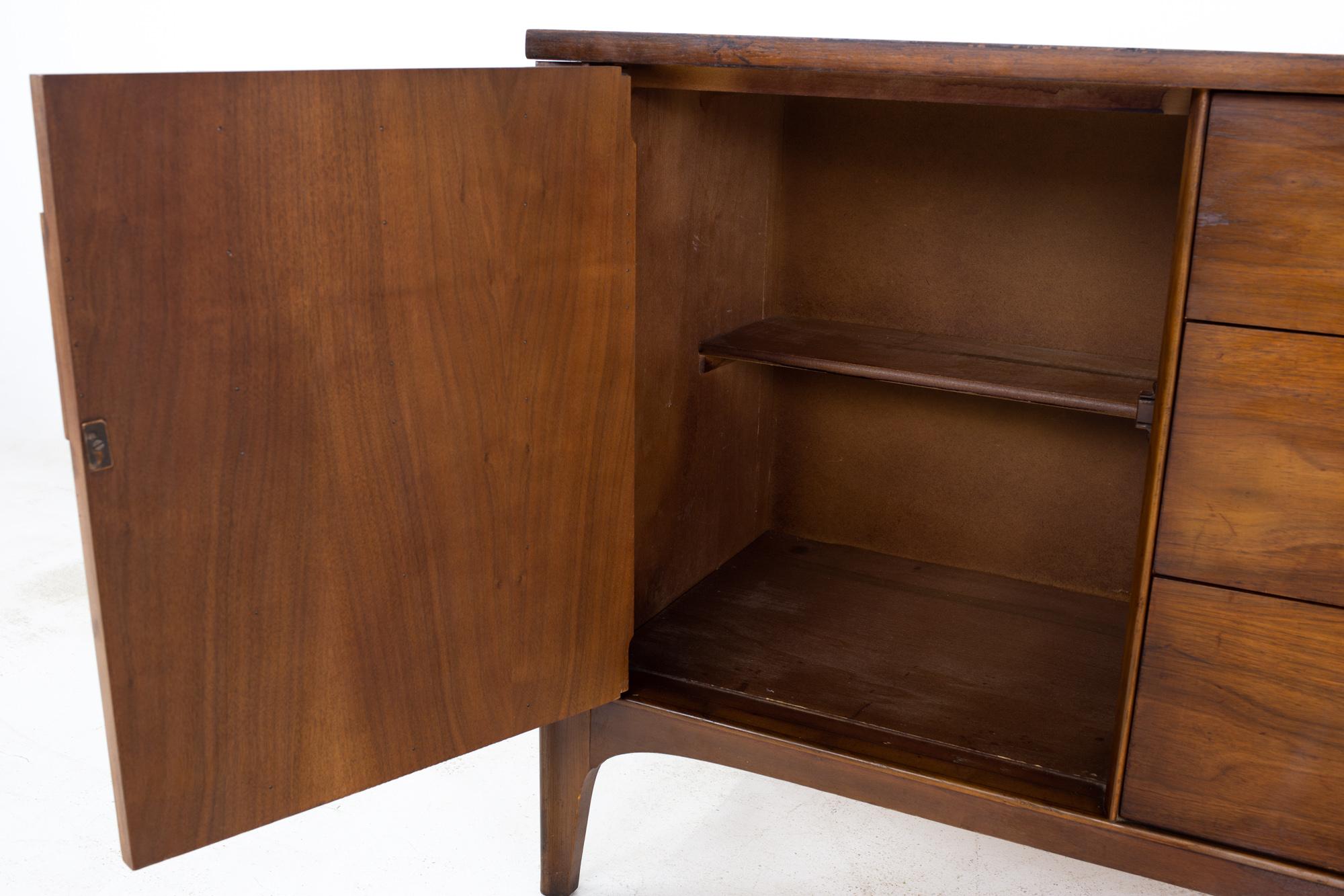 Late 20th Century Kent Coffey Perspecta Mid Century Walnut and Rosewood Sideboard Buffet Credenza