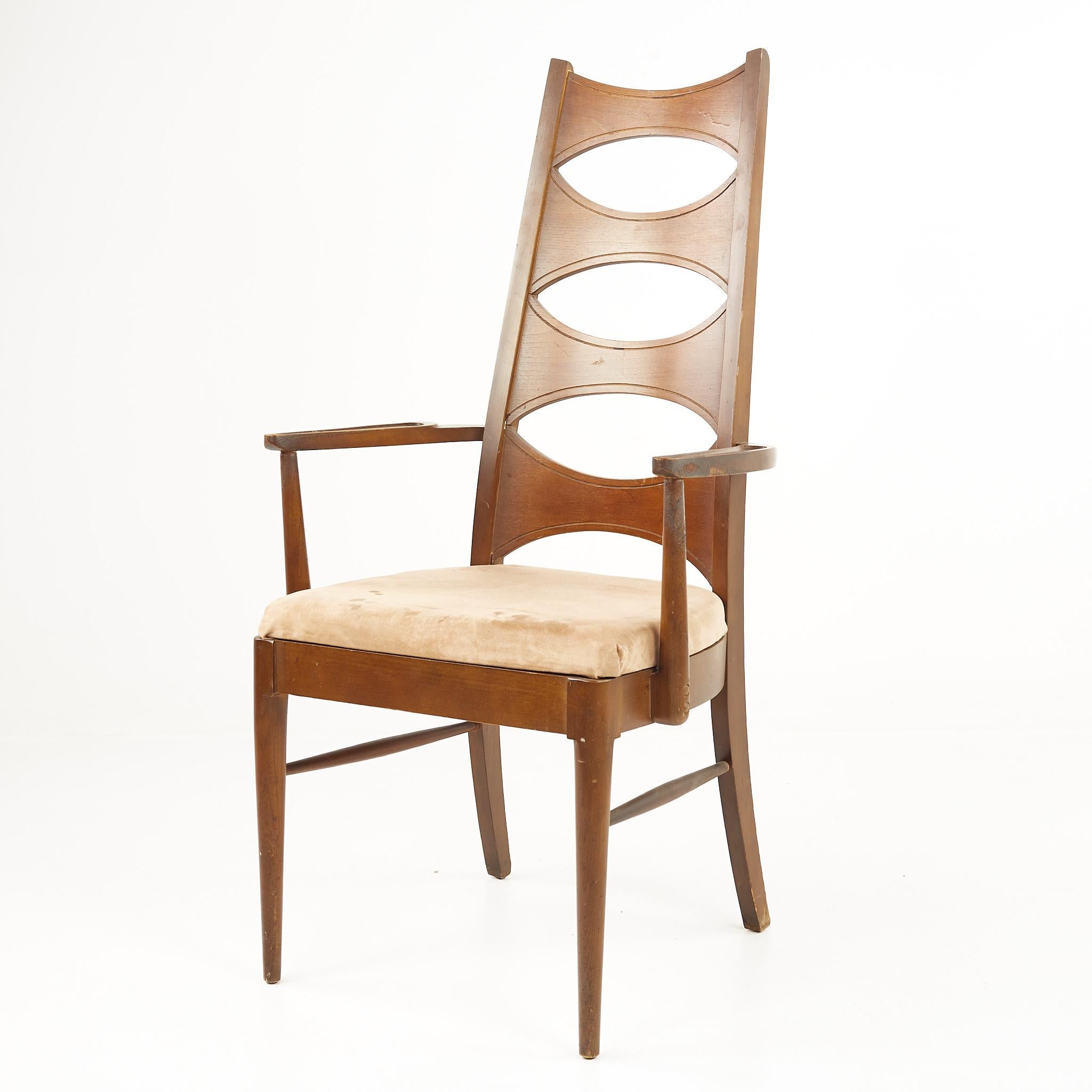 Mid-Century Modern Kent Coffey Perspecta Mid Century Walnut Dining Chairs, Set of 6