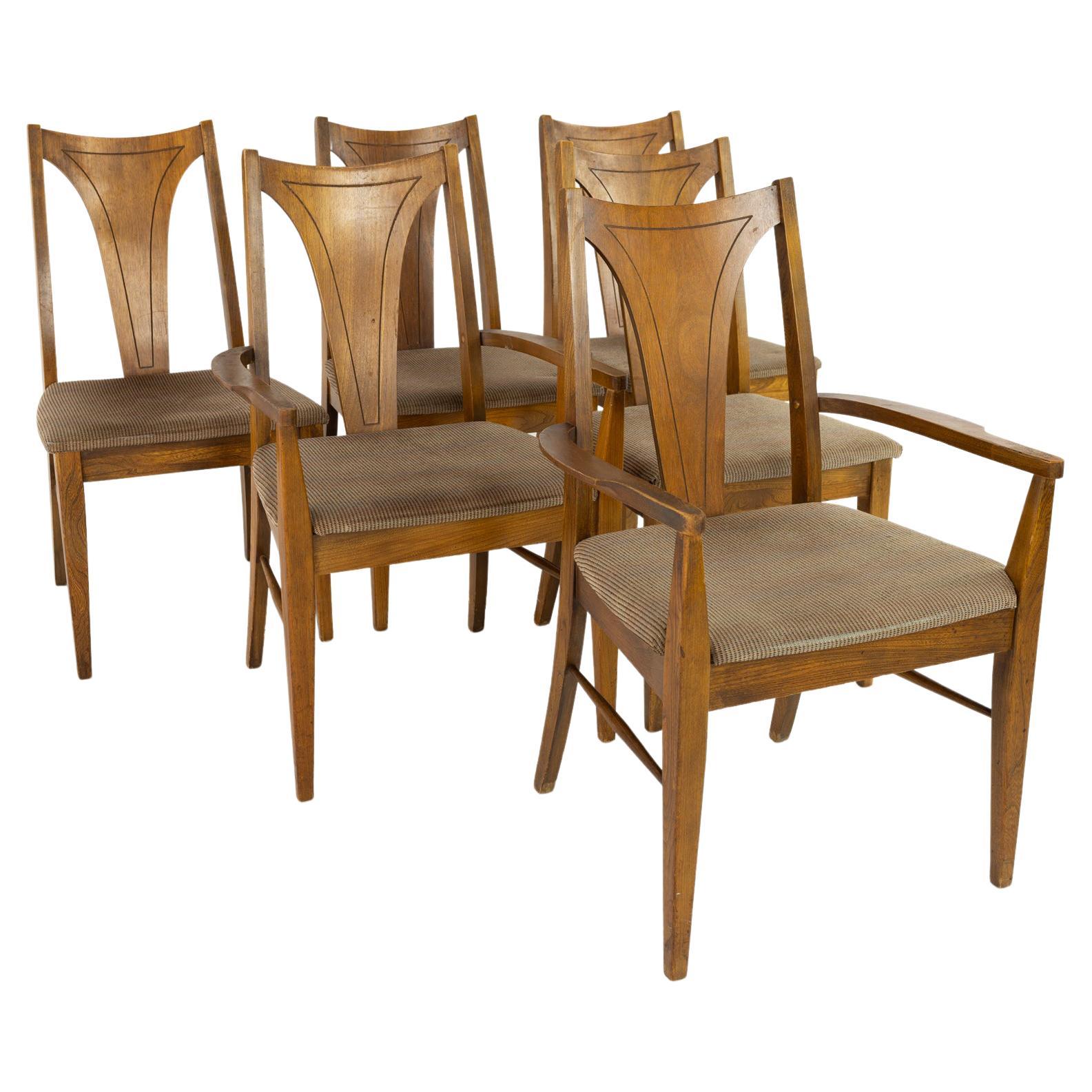 Kent Coffey Perspecta Mid Century Walnut Dining Chairs, Set of 6 For Sale