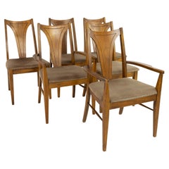 Vintage Kent Coffey Perspecta Mid Century Walnut Dining Chairs, Set of 6