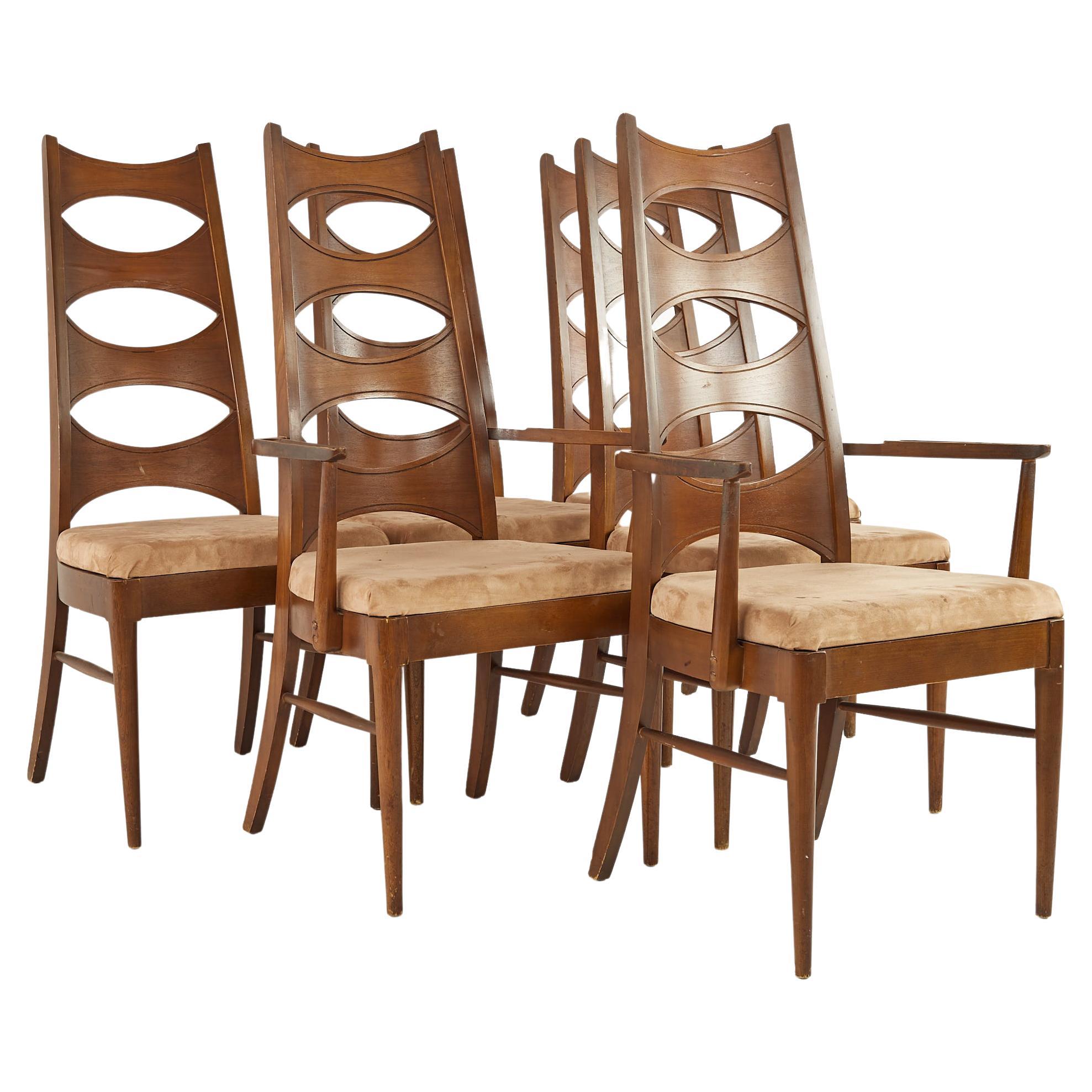 Kent Coffey Perspecta Mid Century Walnut Dining Chairs, Set of 6