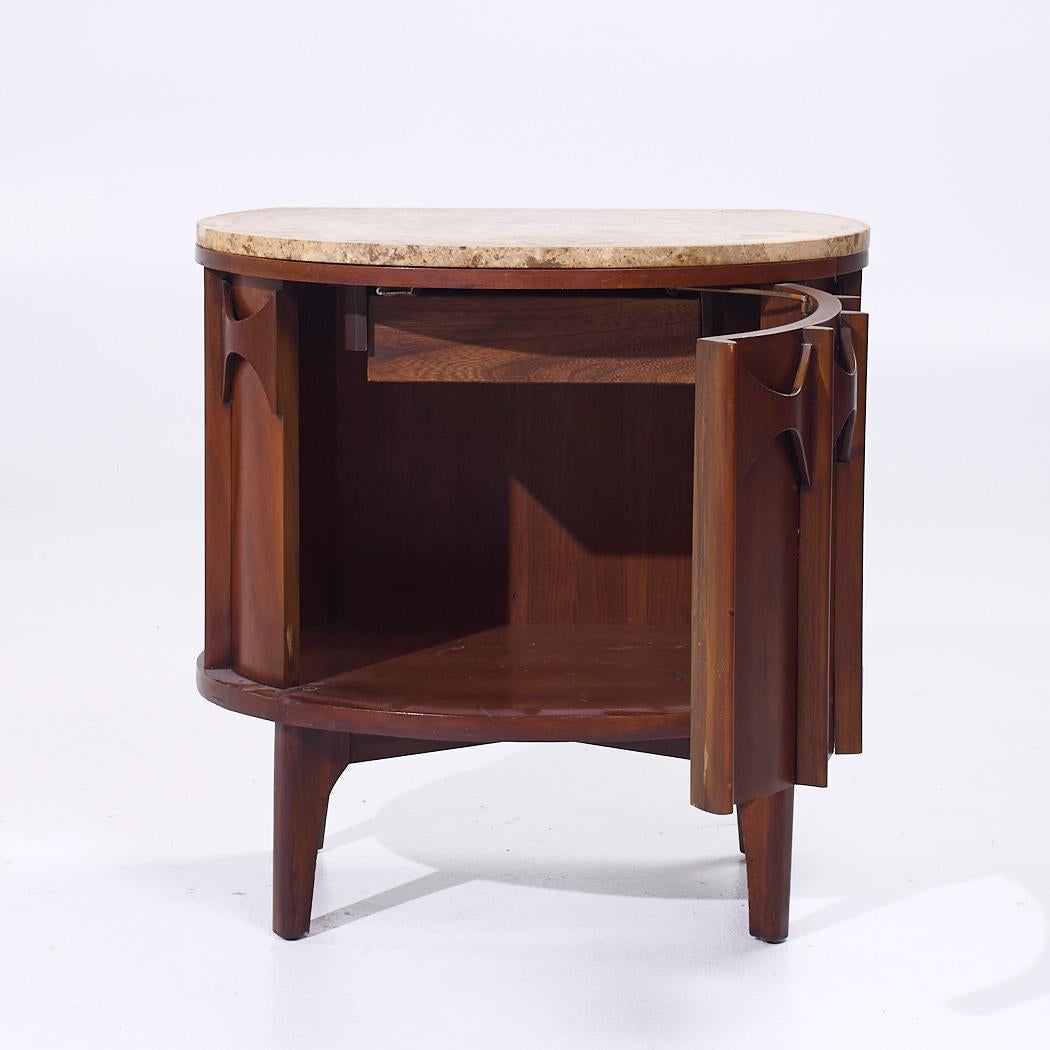 Kent Coffey Perspecta Mid Century Walnut Rosewood Marble Top Nightstands - Pair 5