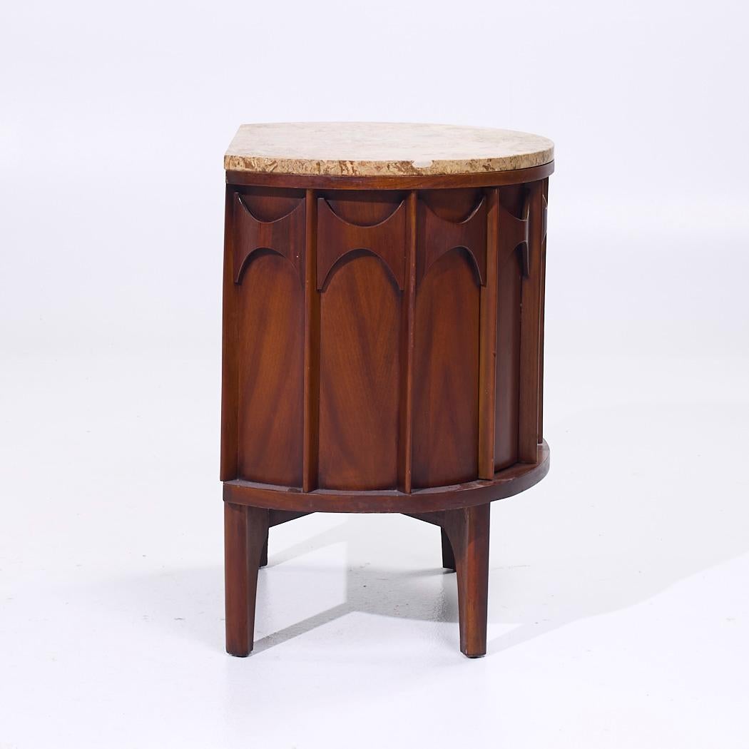 Kent Coffey Perspecta Mid Century Walnut Rosewood Marble Top Nightstands - Pair 1