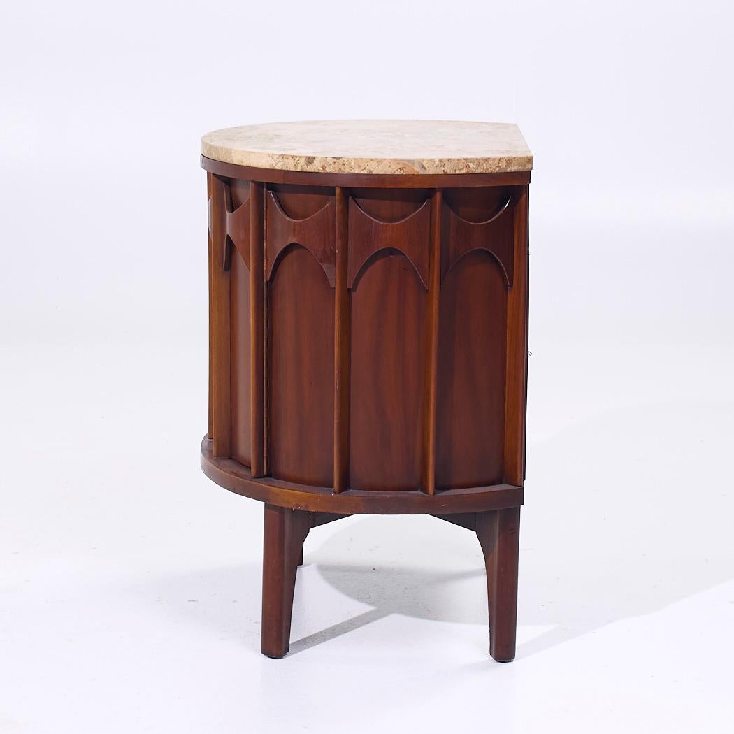 Kent Coffey Perspecta Mid Century Walnut Rosewood Marble Top Nightstands - Pair 2
