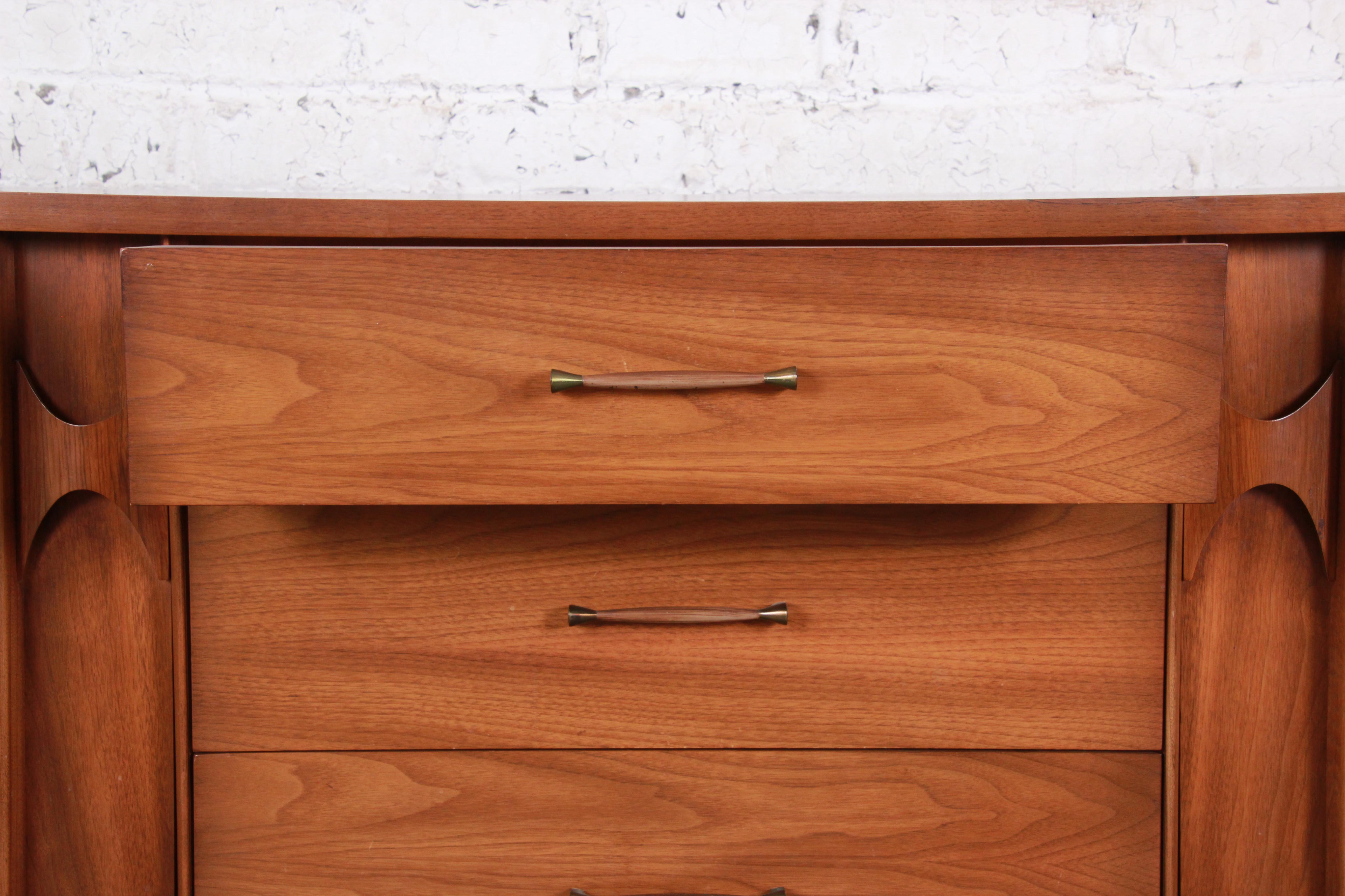 Mid-20th Century Kent Coffey Perspecta Sculpted Walnut and Rosewood Credenza