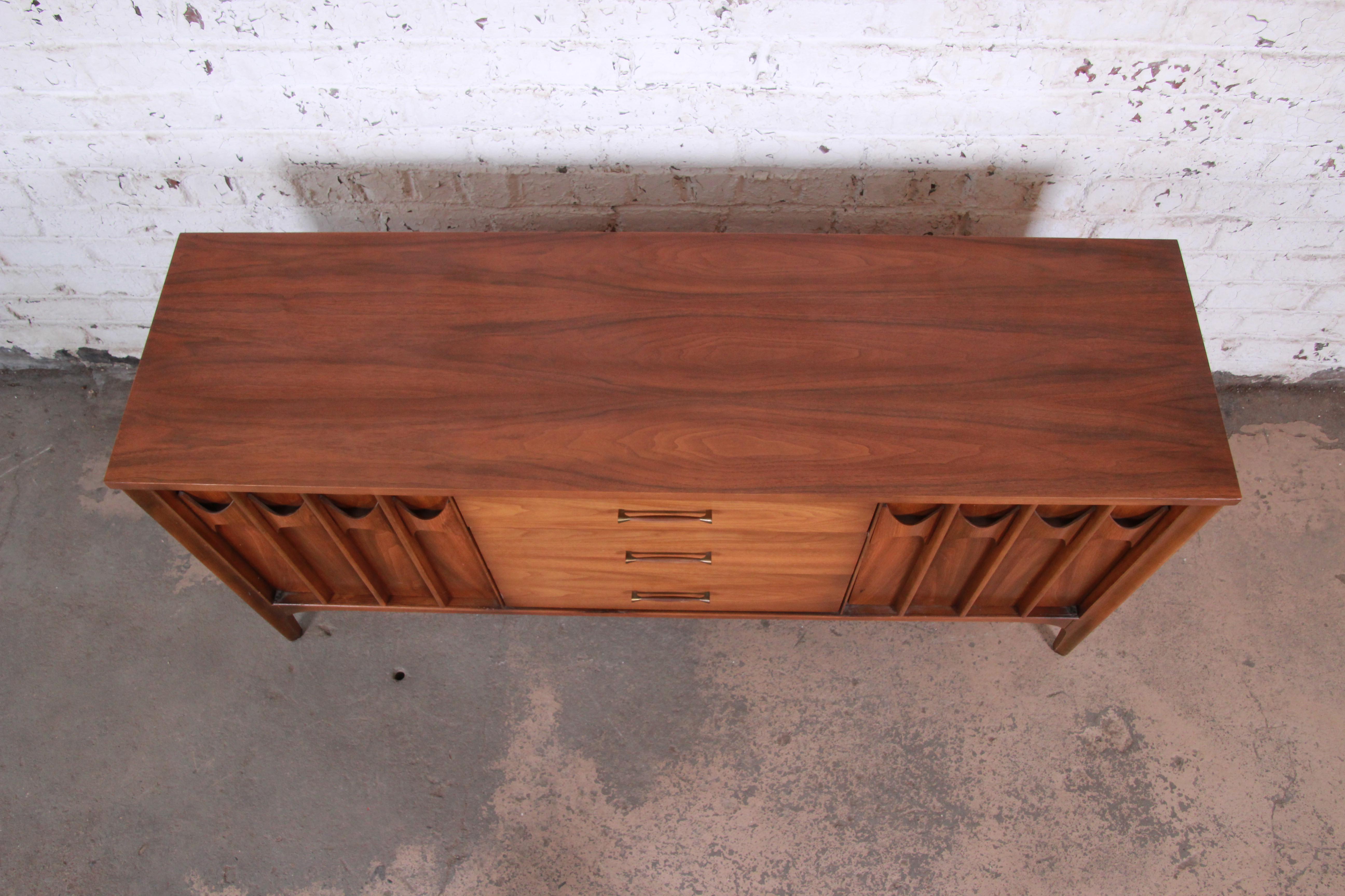 Kent Coffey Perspecta Sculpted Walnut and Rosewood Credenza 1