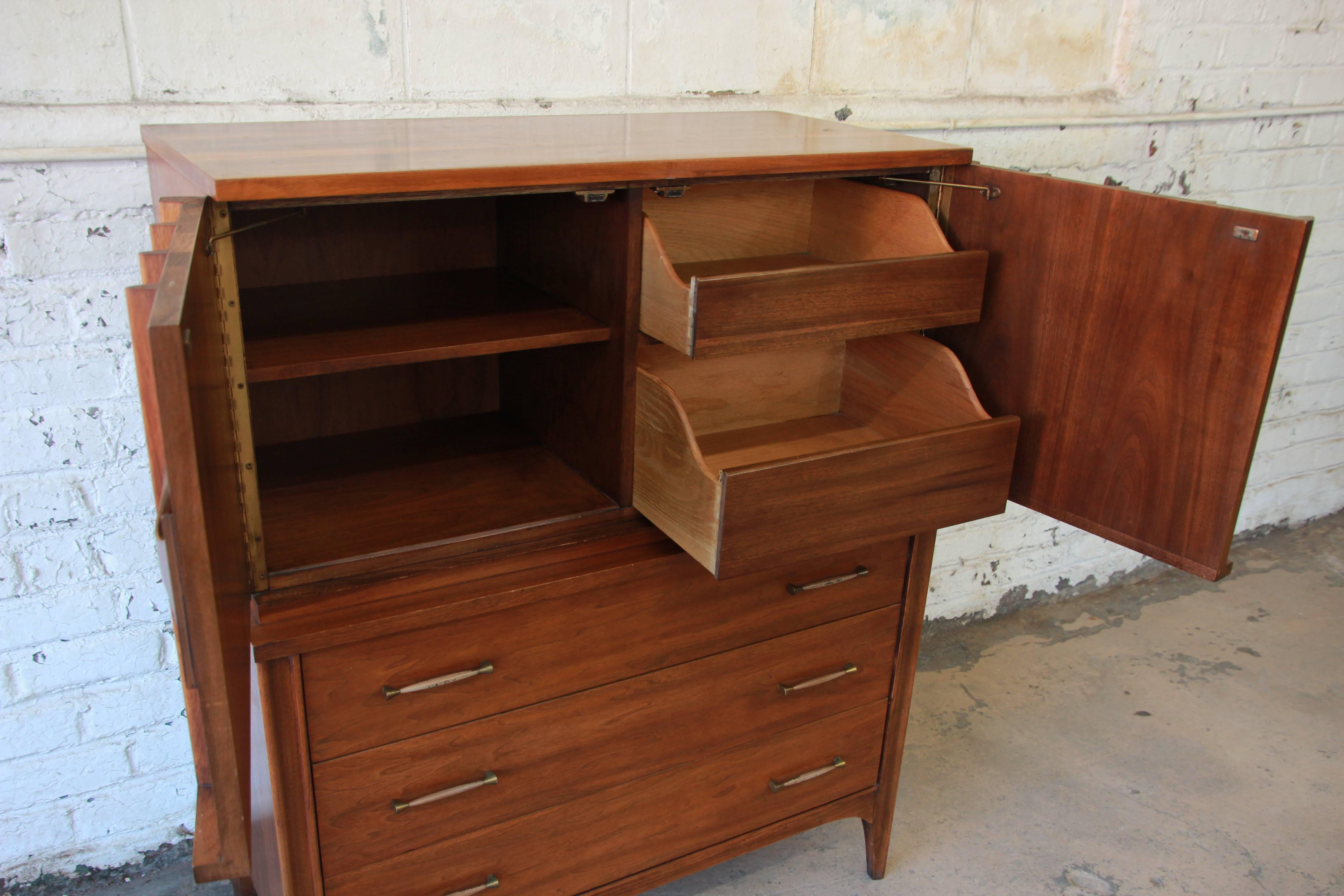 Mid-Century Modern Kent Coffey Perspecta Sculpted Walnut and Rosewood Gentleman's Chest