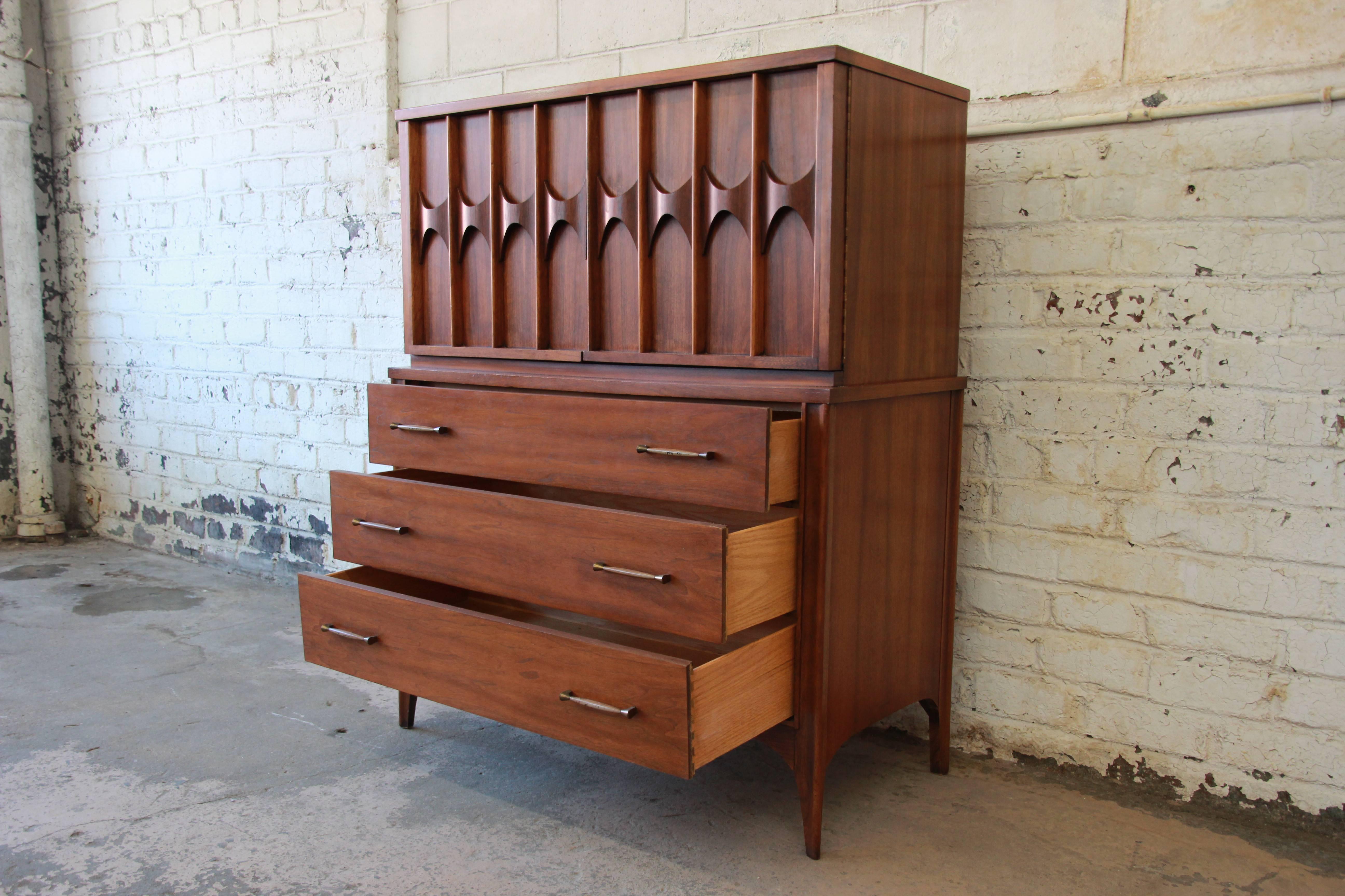 Mid-20th Century Kent Coffey Perspecta Sculpted Walnut and Rosewood Gentleman's Chest