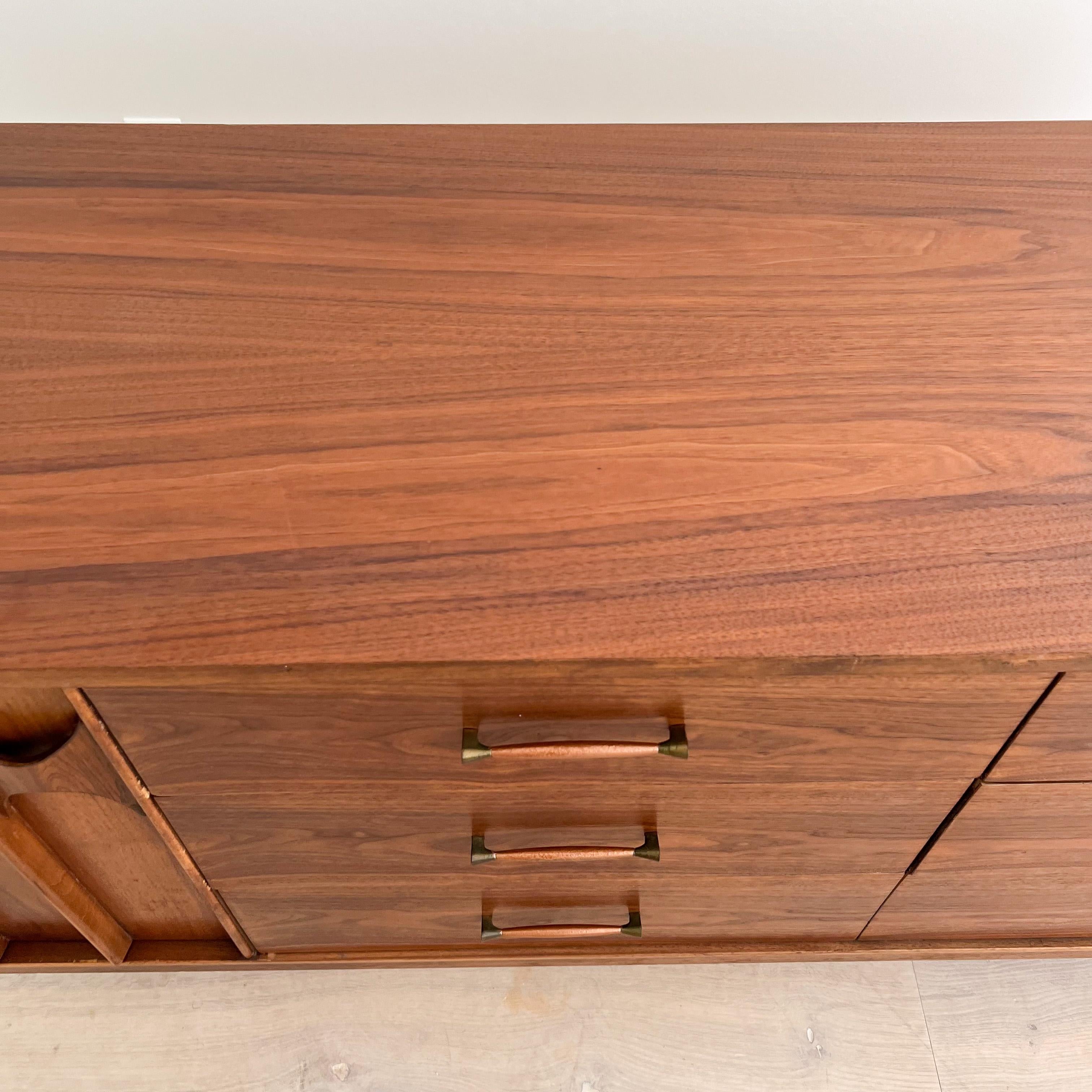 Mid-20th Century Kent Coffey Perspecta Walnut and Rosewood 12 Drawer Dresser