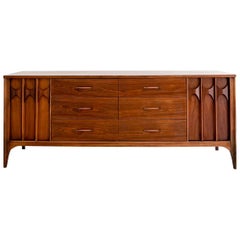 Kent Coffey Perspecta Walnut and Rosewood 12 Drawer Dresser