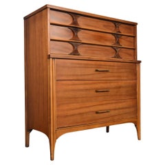 Kent Coffey "Perspecta" Walnut Mid-Century Highboy Dresser