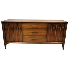 Kent Coffey Perspecta Walnut and Rosewood Credenza Cabinet Buffet Sideboard