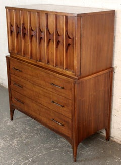 Kent-Coffey 'Perspecta' Walnut / Rosewood Highboy Dresser