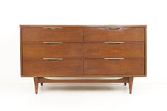 Kent Coffey Tableau MCM Walnut and Formica Top 6 Drawer Lowboy Dresser