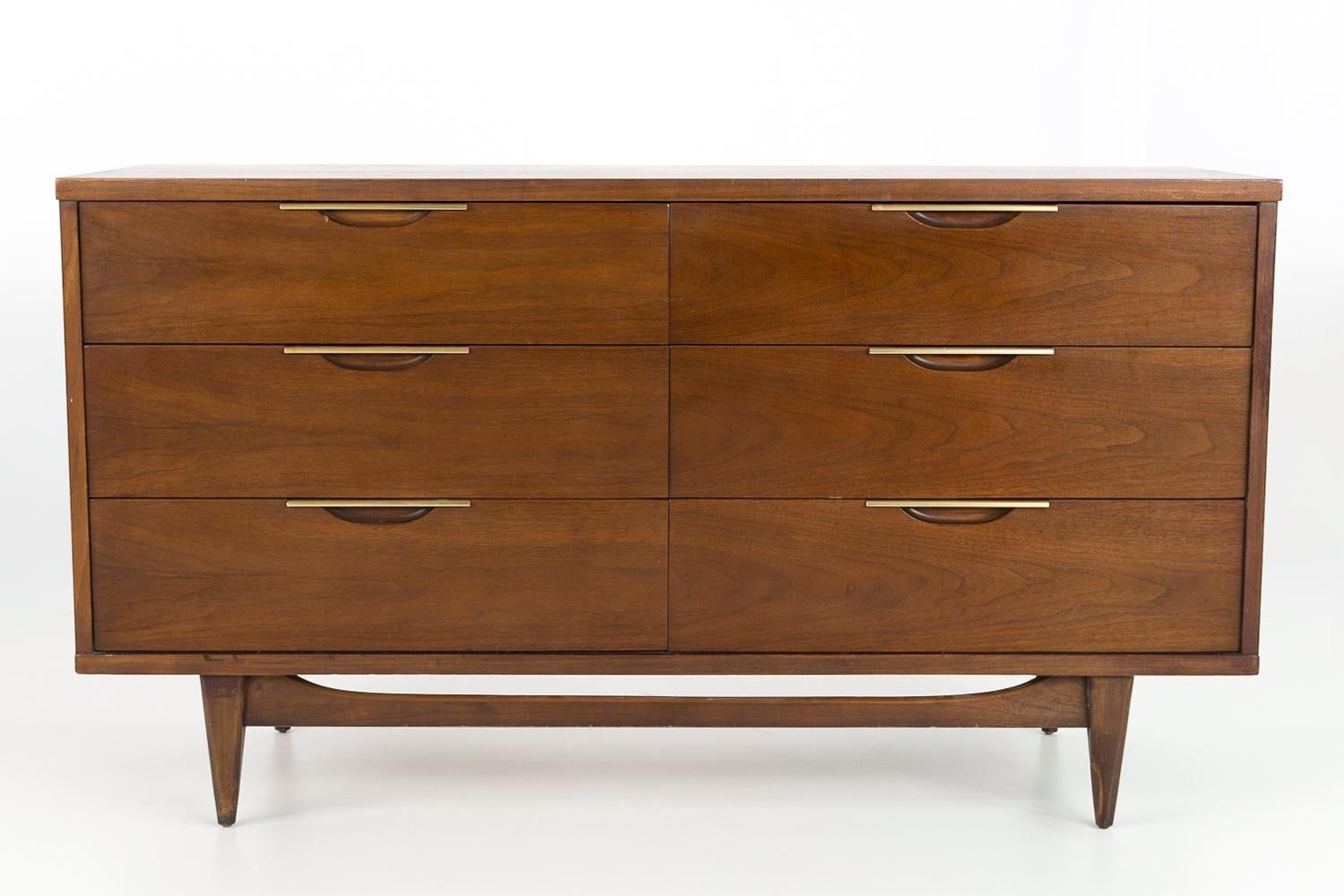 Kent Coffey Tableau Mid Century walnut 6 drawer Lowboy Dresser

This dresser measures: 56 wide x 19 deep x 31.25 inches high

All pieces of furniture can be had in what we call restored vintage condition. That means the piece is restored upon