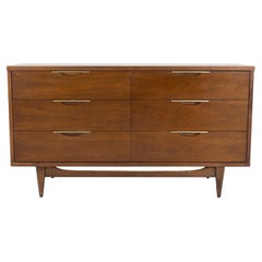 Kent Coffey Tableau Mid Century Walnut 6 Drawer Lowboy Dresser