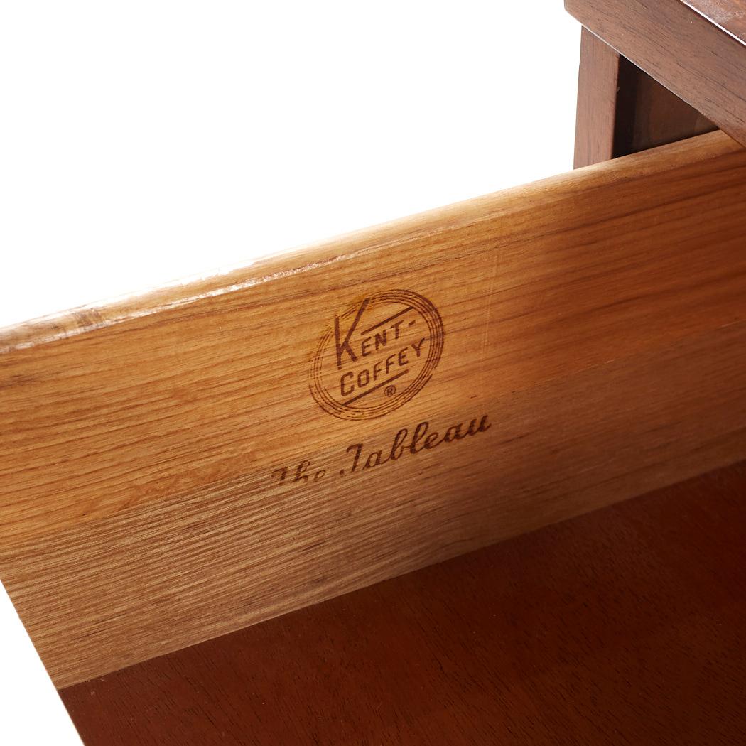 Kent Coffey Tableau Mid Century Walnut and Brass 9 Drawer Lowboy