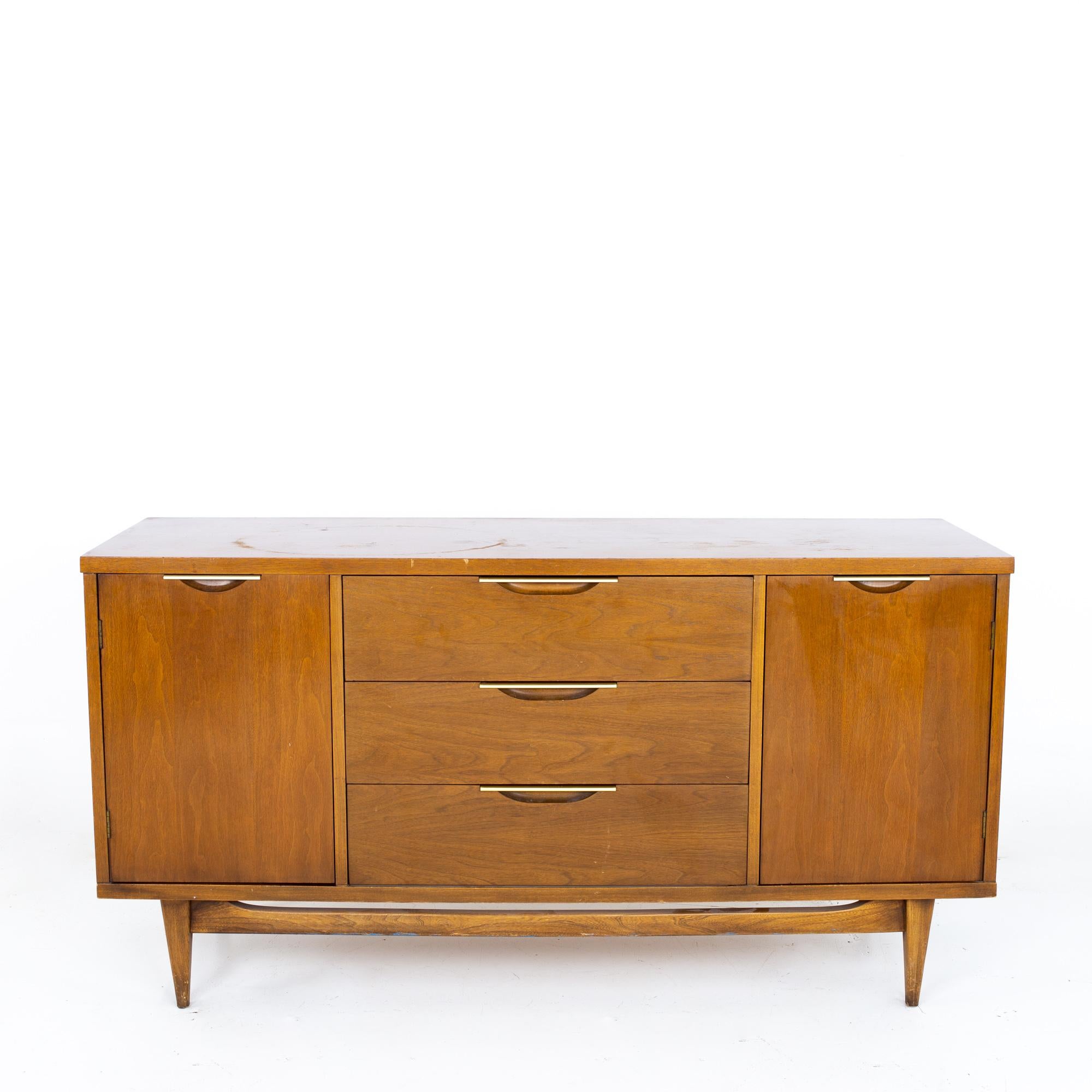 Kent Coffey tableau mid century walnut sideboard buffet credenza
Credenza measures: 58 wide x 18.5 deep x 30.5 inches high

All pieces of furniture can be had in what we call restored vintage condition. That means the piece is restored upon