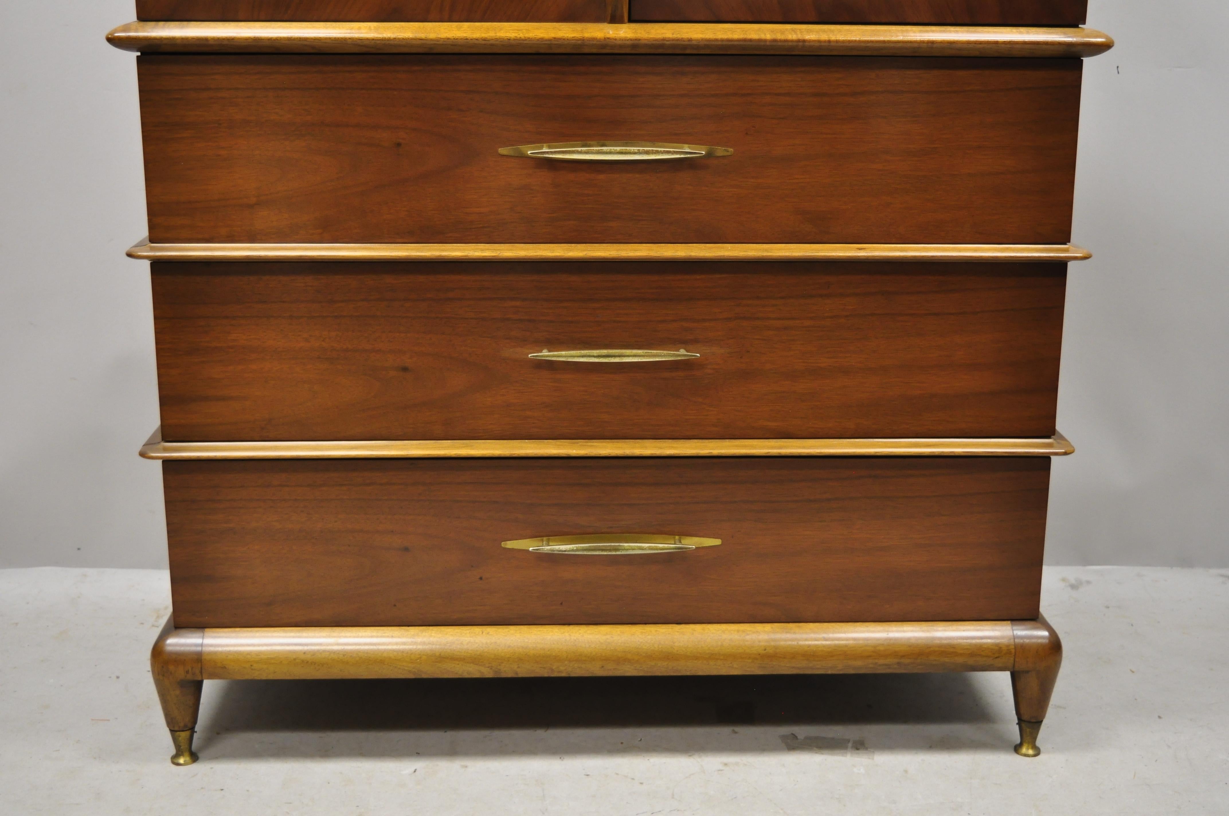 20th Century Kent Coffey the Appointment Midcentury Sculpted Walnut Chest Dresser Highboy