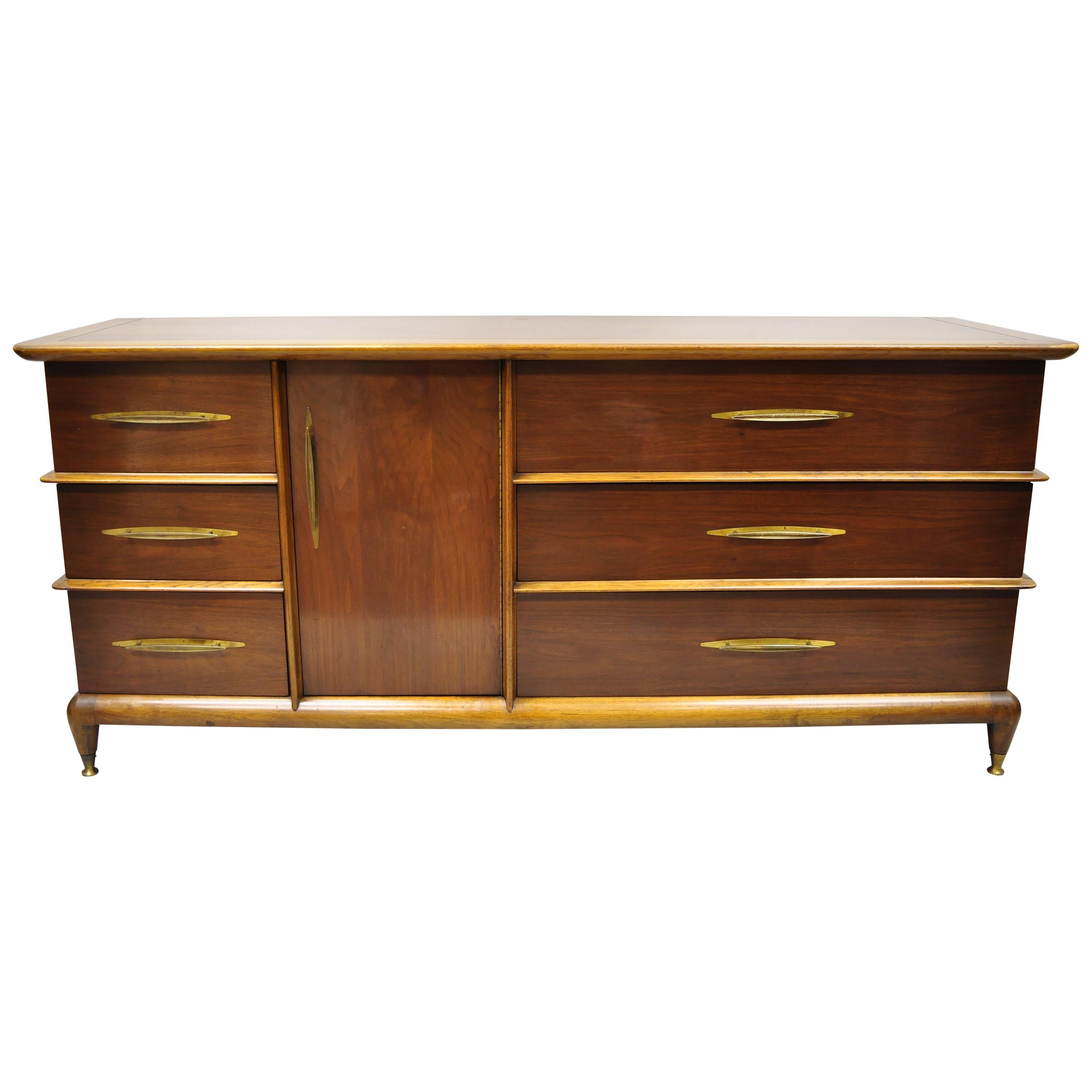 Kent Coffey The Appointment Midcentury Sculpted Walnut Credenza Cabinet Dresser