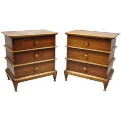 Kent Coffey The Appointment Midcentury Sculpted Walnut Nightstands, a Pair