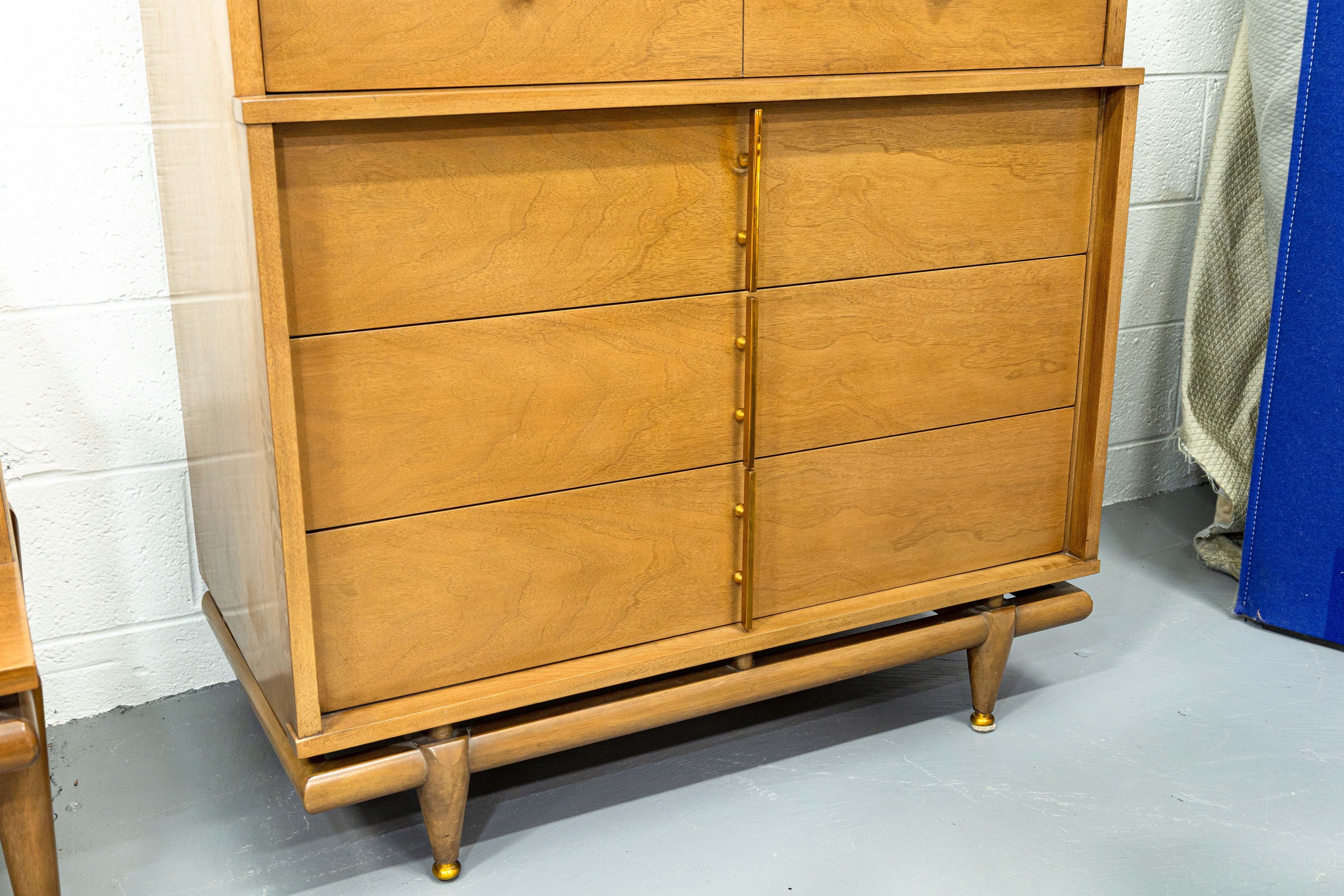 Kent Coffey The Sequence MCM Bedroom Set Lowboy Highboy Nightstand Mirror 8