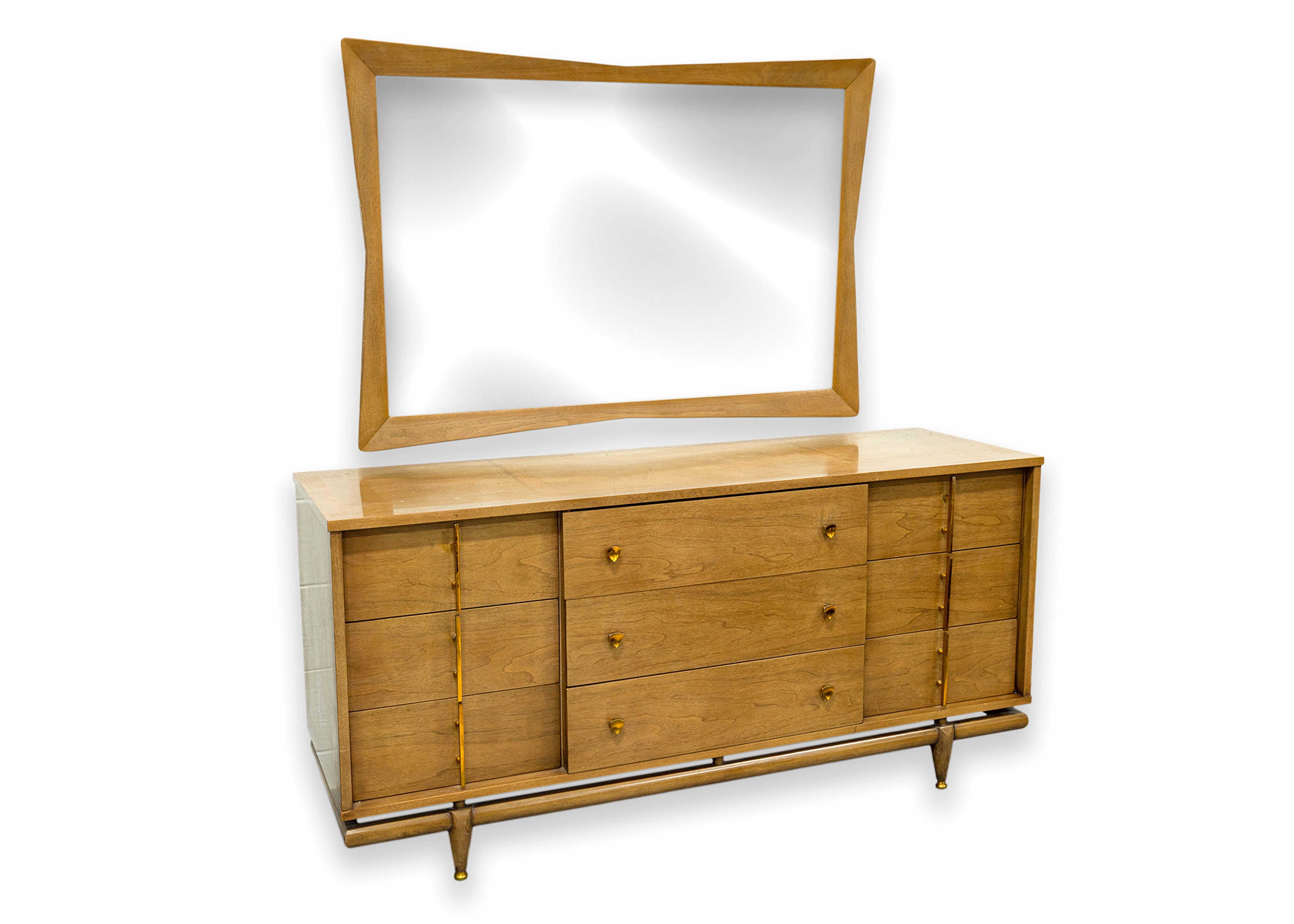 Kent Coffey The Sequence MCM Bedroom Set Lowboy Highboy Nightstand Mirror 9