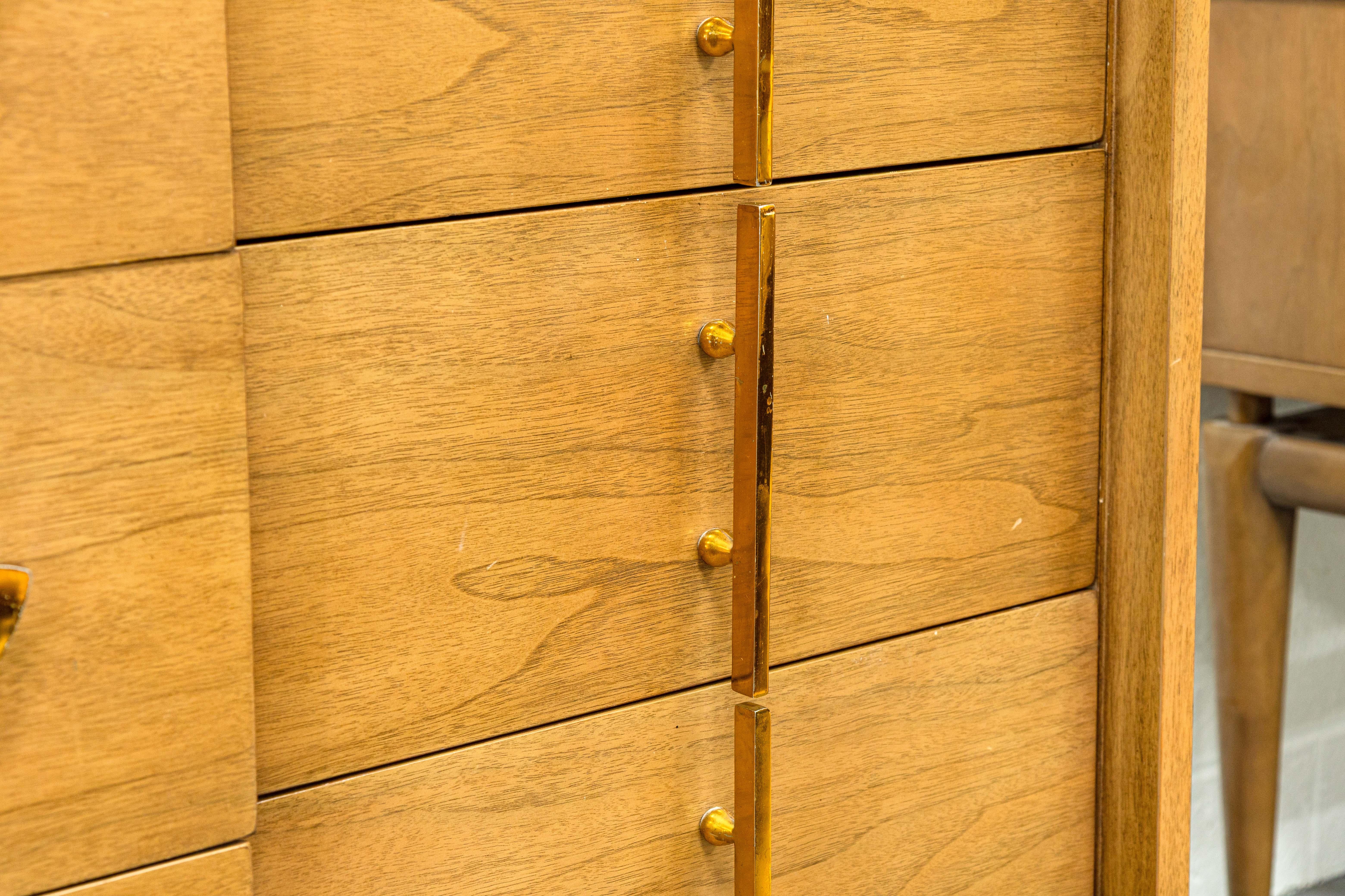Wood Kent Coffey The Sequence MCM Bedroom Set Lowboy Highboy Nightstand Mirror