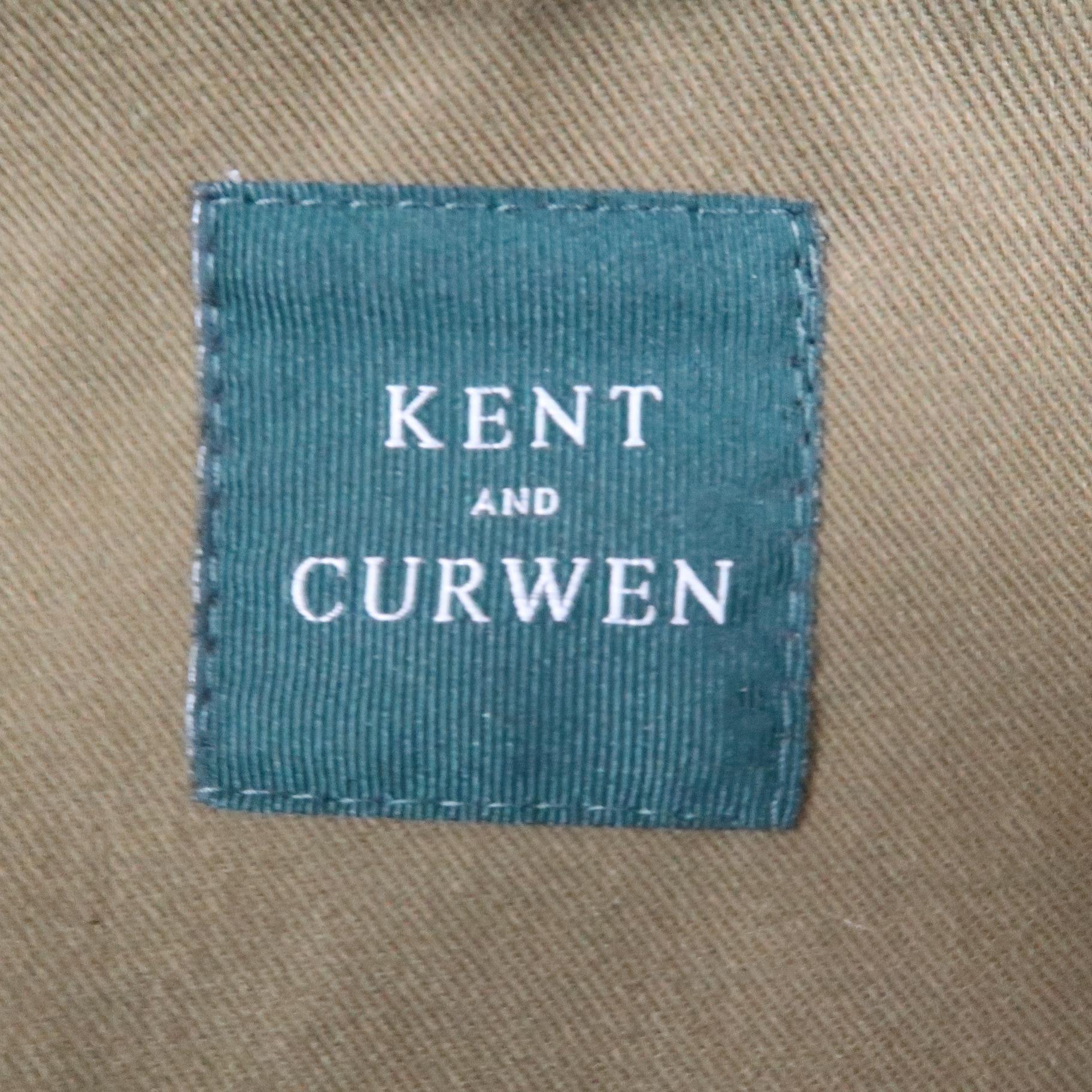 KENT CURWEN Chest Size S Olive Solid Cotton Notch Lapel Trenchcoat 4