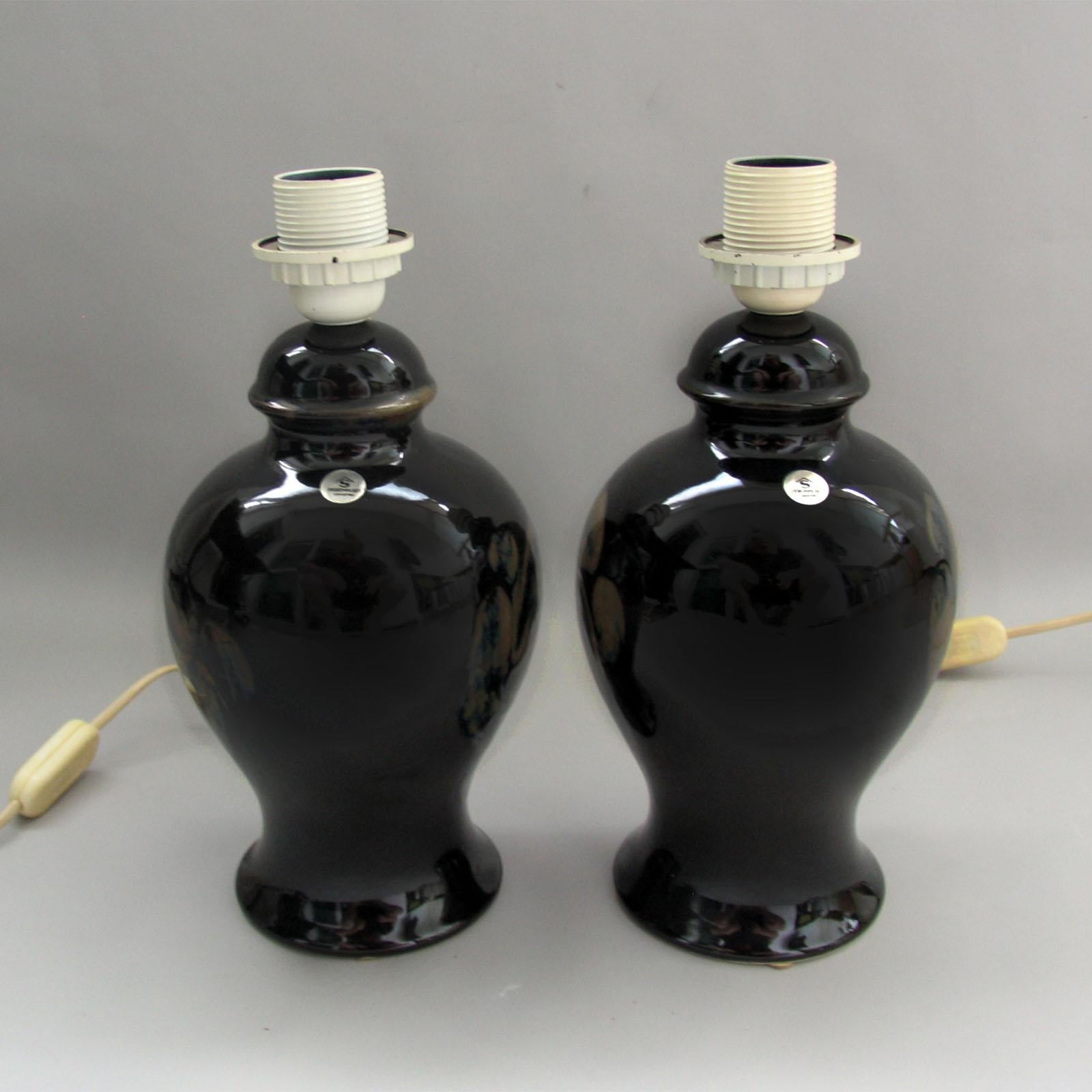 Stoneware Kent Ericsson and Carl-Harry Stalhane Rare Pair of Ceramic Table Lamps For Sale