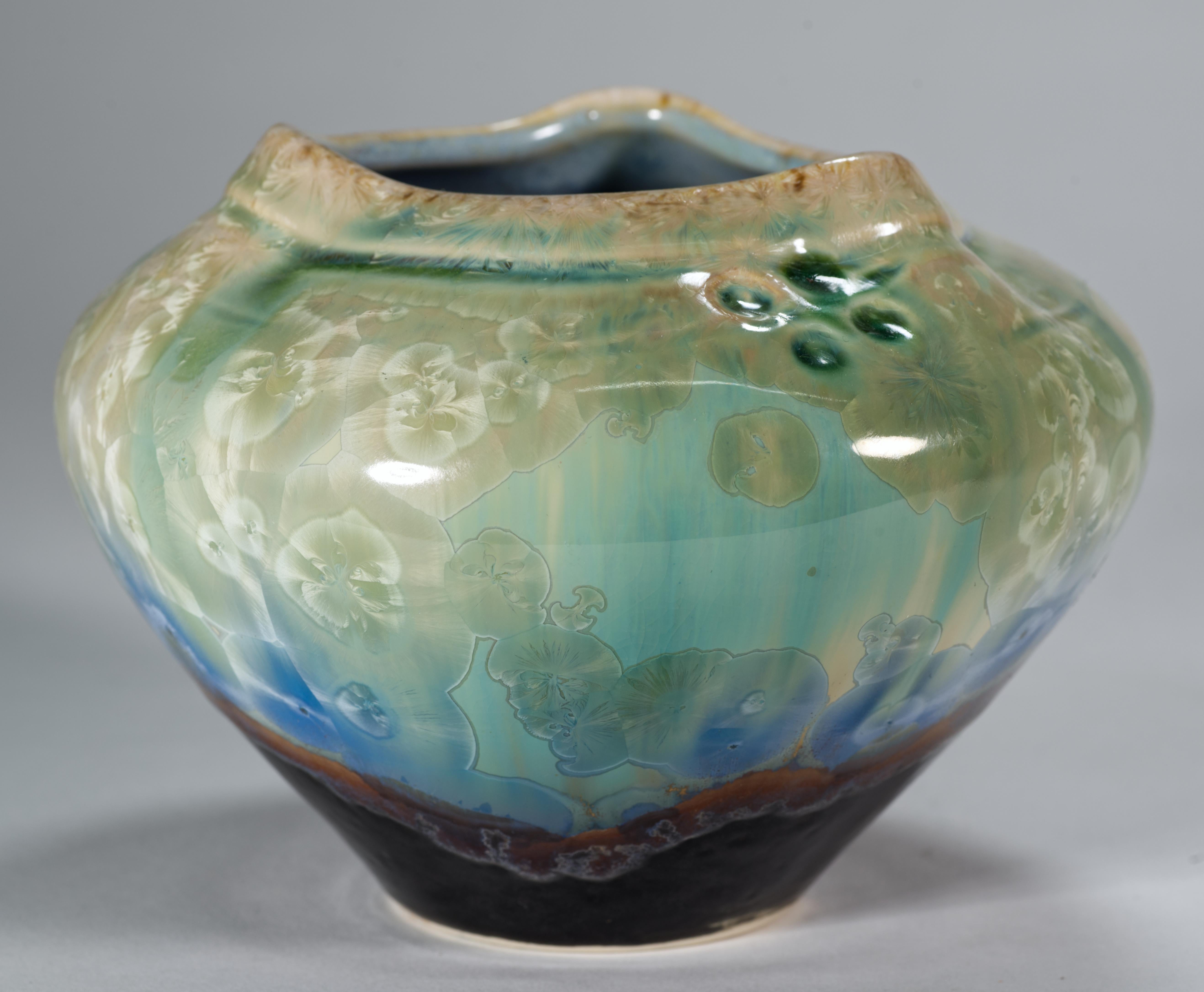 Jarrón Cristalino Kent Follette, Studio Art Pottery americano Moderno orgánico en venta