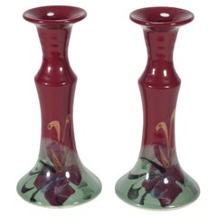 Kent Follette Pair of Organic Modern Ceramic Candlesticks, American Art Pottery