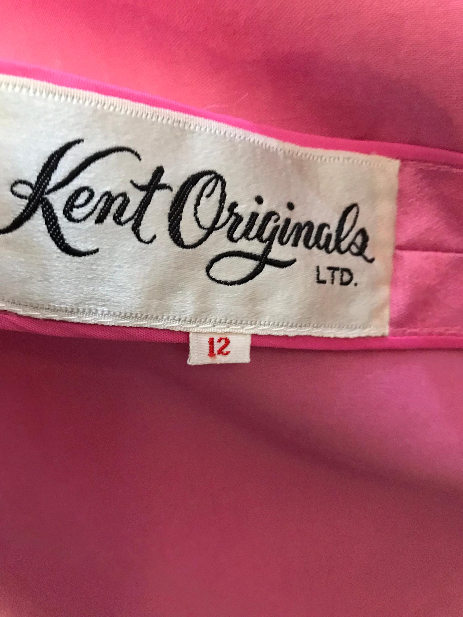 Kent Originals bubble gum pink slub silk bow front evening dress 1960s  12 10