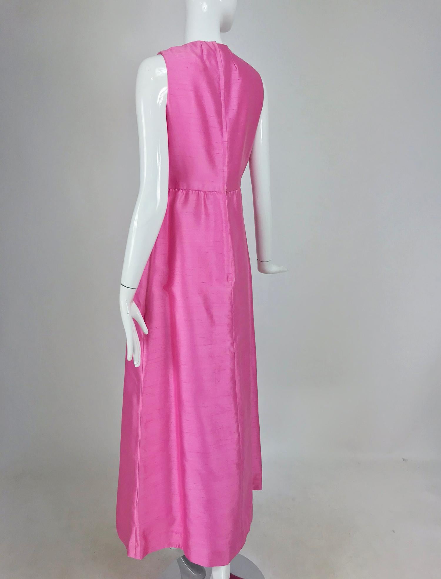 Women's Kent Originals bubble gum pink slub silk bow front evening dress 1960s  12