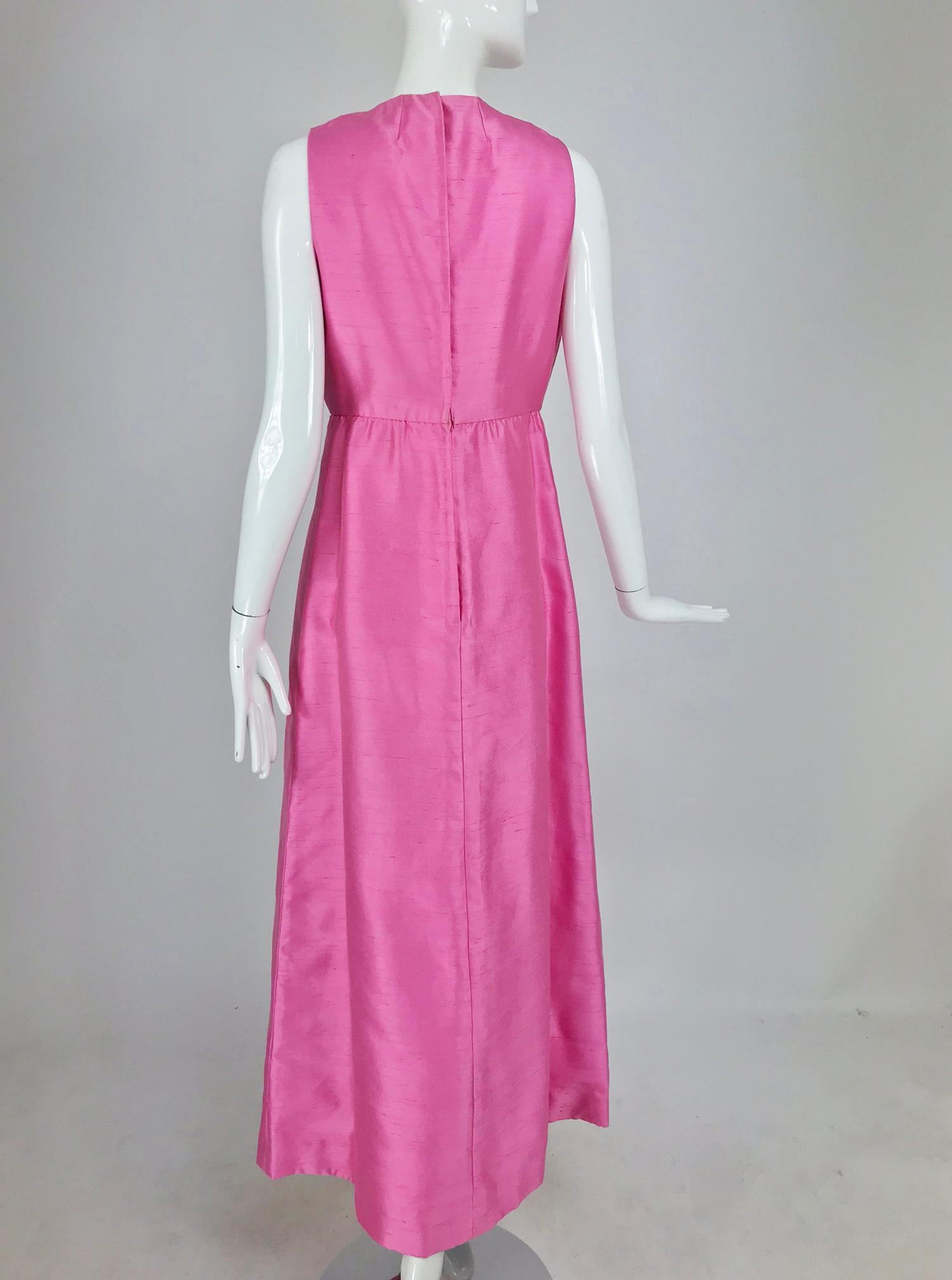 Kent Originals bubble gum pink slub silk bow front evening dress 1960s  12 1