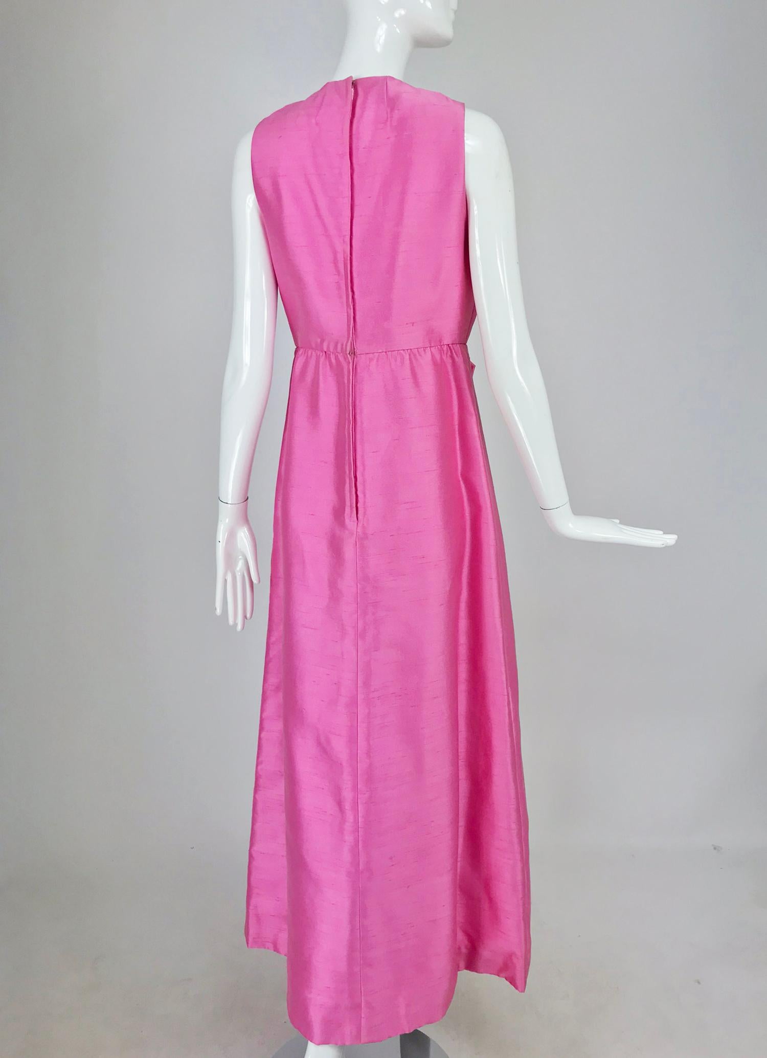 Kent Originals bubble gum pink slub silk bow front evening dress 1960s  12 2