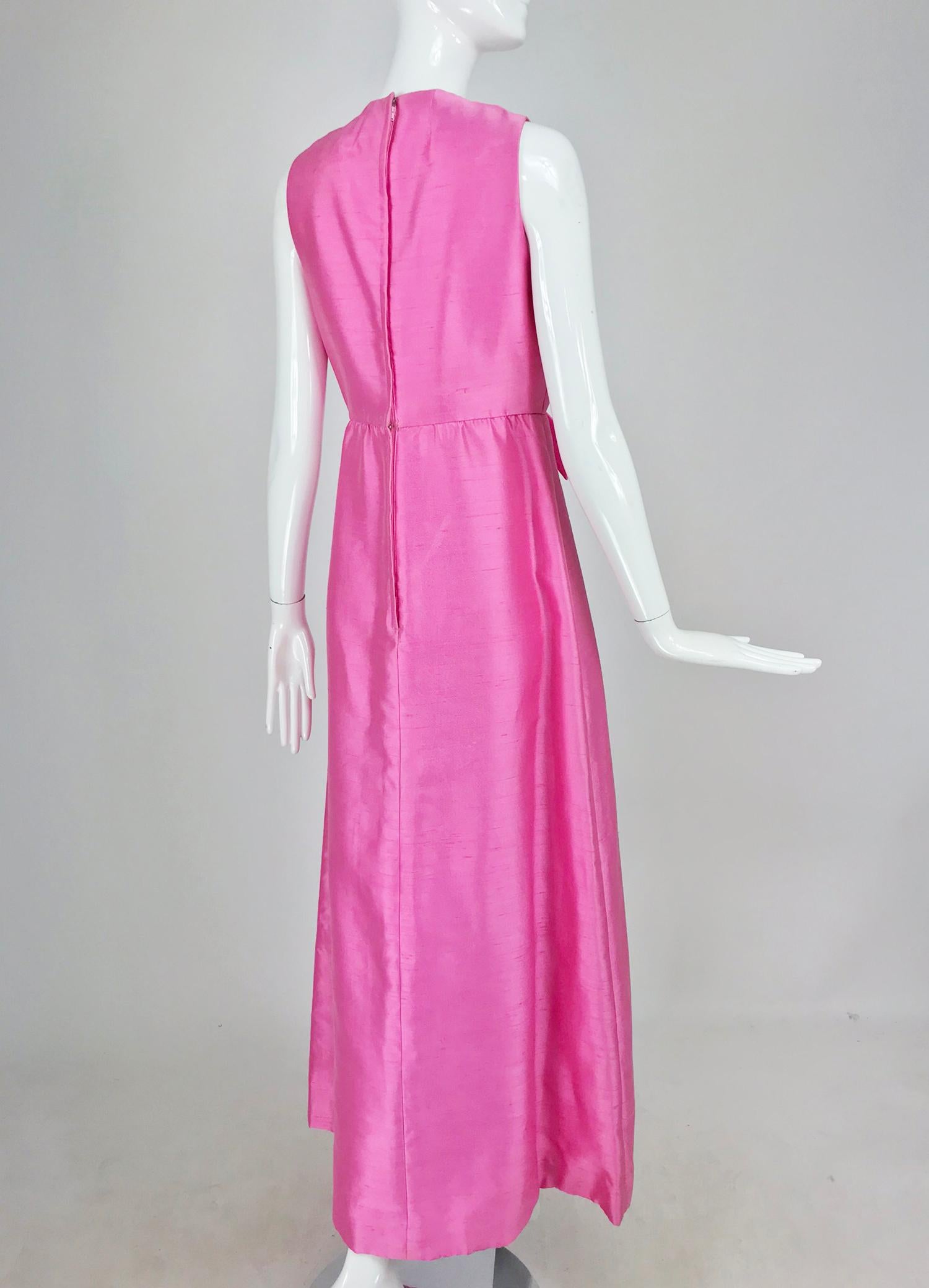 Kent Originals bubble gum pink slub silk bow front evening dress 1960s  12 3